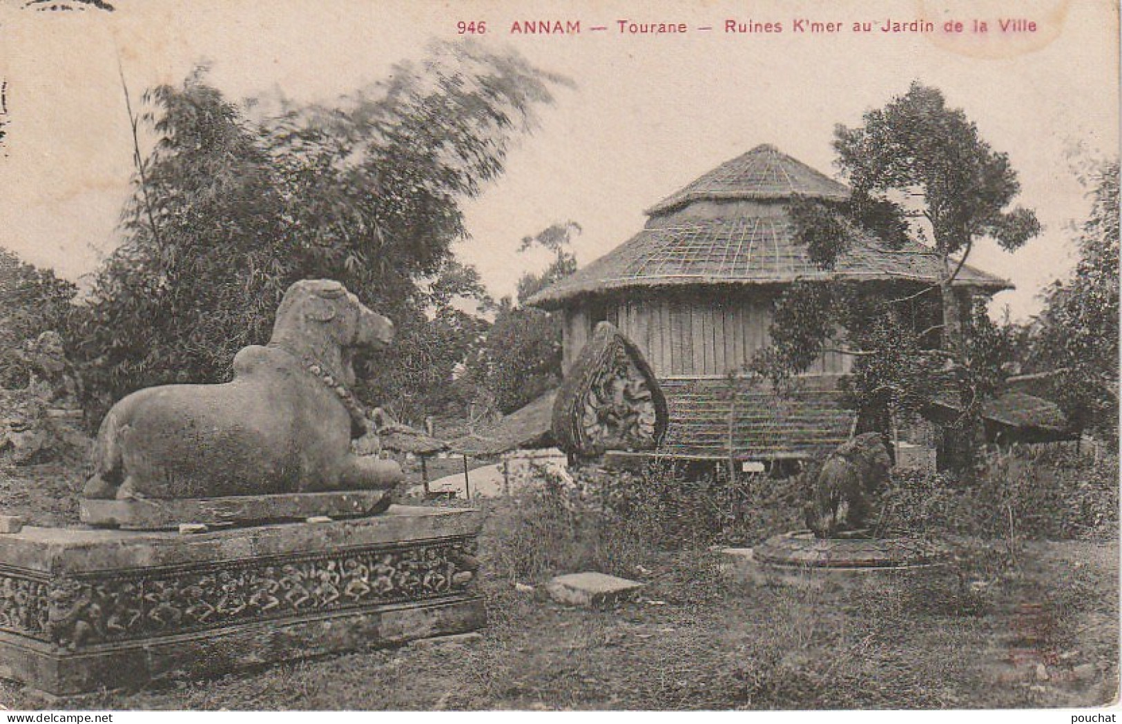 NE 12-  VIET NAM - ANNAM - TOURANE - RUINES K 'MER AU JARDIN DE LA VILLE    - 2 SCANS - Vietnam