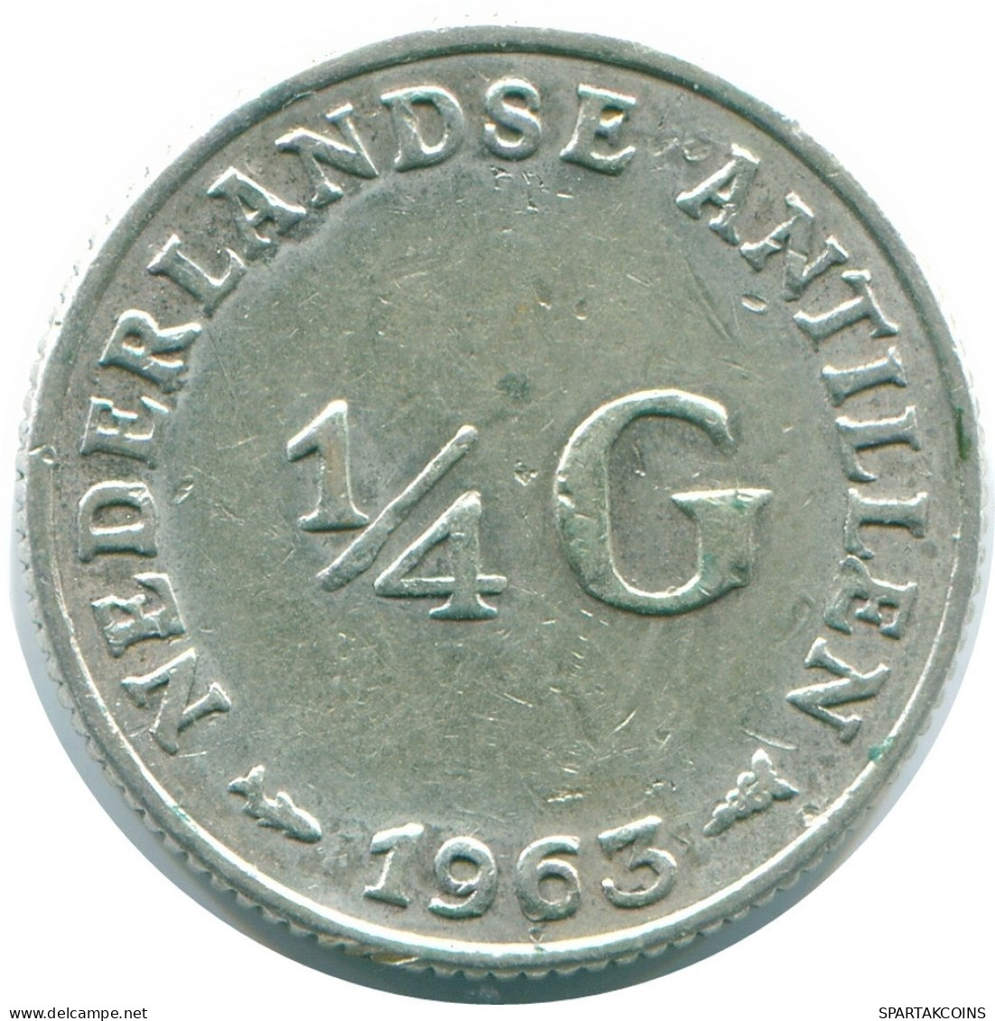 1/4 GULDEN 1963 NIEDERLÄNDISCHE ANTILLEN SILBER Koloniale Münze #NL11189.4.D.A - Niederländische Antillen