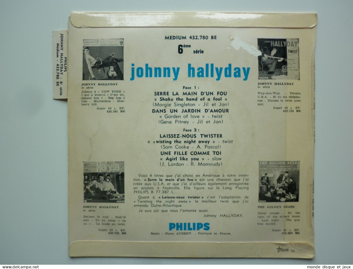 Johnny Hallyday 45Tours EP Vinyle Serre La Main D'un Fou Numéro 53 - 45 Toeren - Maxi-Single