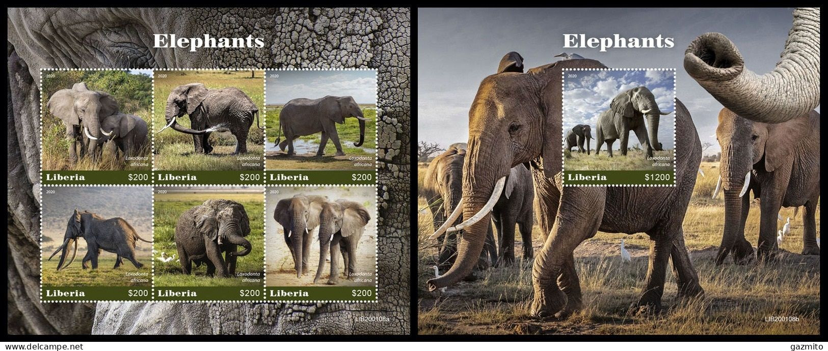 Liberia 2020, Animals, Elephants, 6val In Block +Block - Liberia
