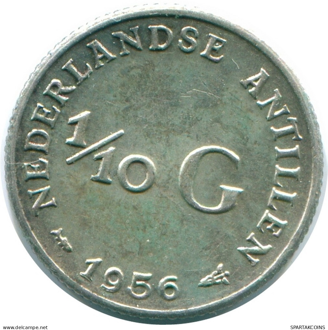 1/10 GULDEN 1956 NETHERLANDS ANTILLES SILVER Colonial Coin #NL12092.3.U.A - Antilles Néerlandaises