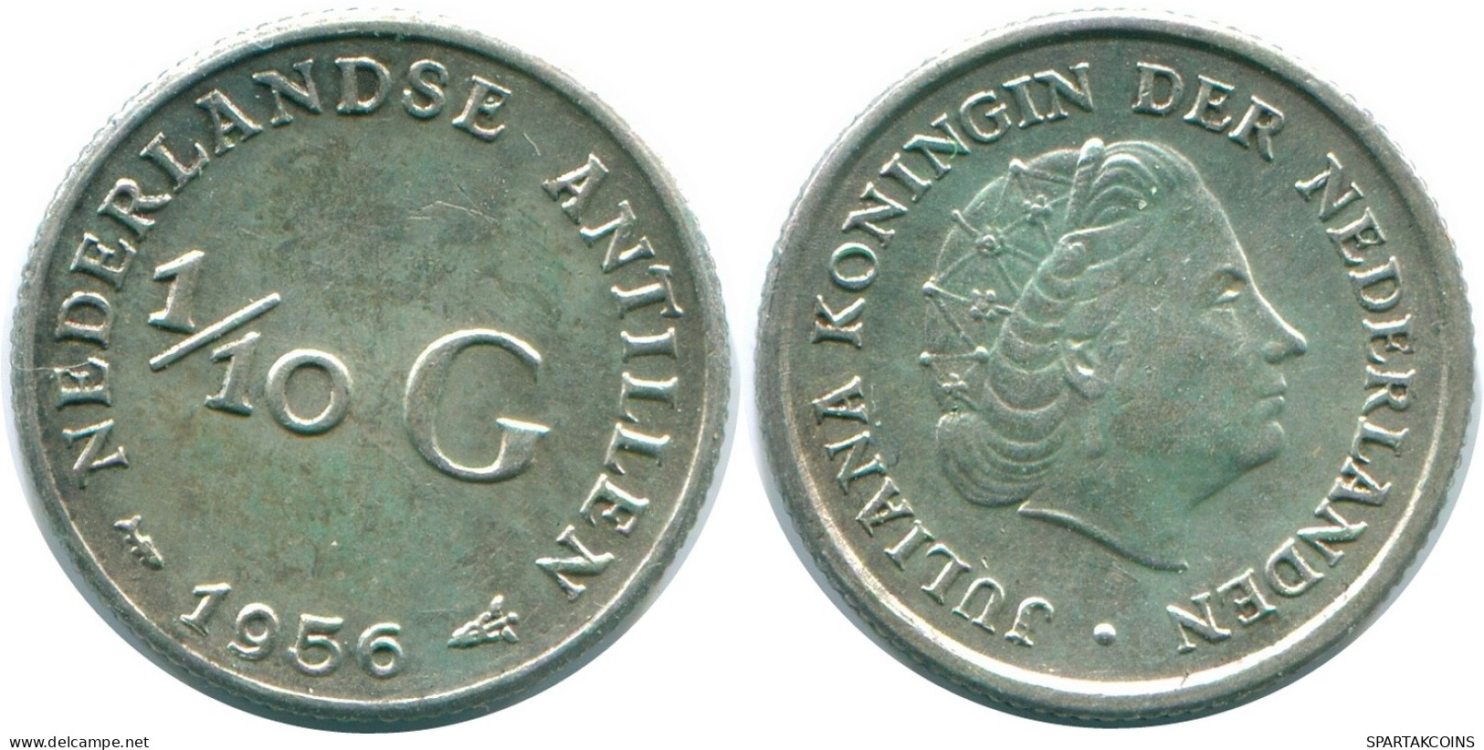 1/10 GULDEN 1956 NETHERLANDS ANTILLES SILVER Colonial Coin #NL12092.3.U.A - Antilles Néerlandaises