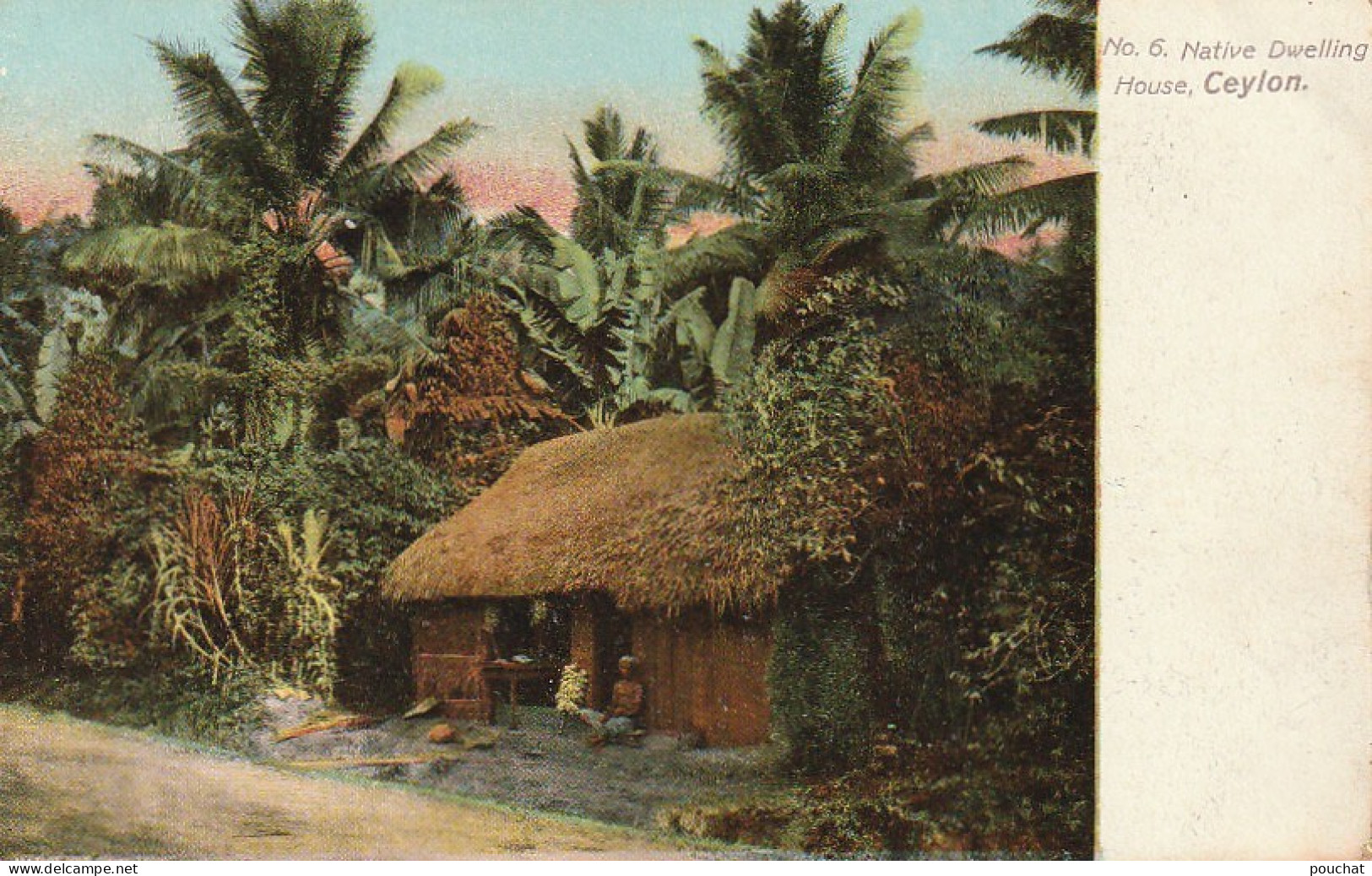 NE 13 - CEYLON -  N°6 , NATIVE DWELLING HOUSE - CARTE COULEURS - 2 SCANS - Sri Lanka (Ceilán)