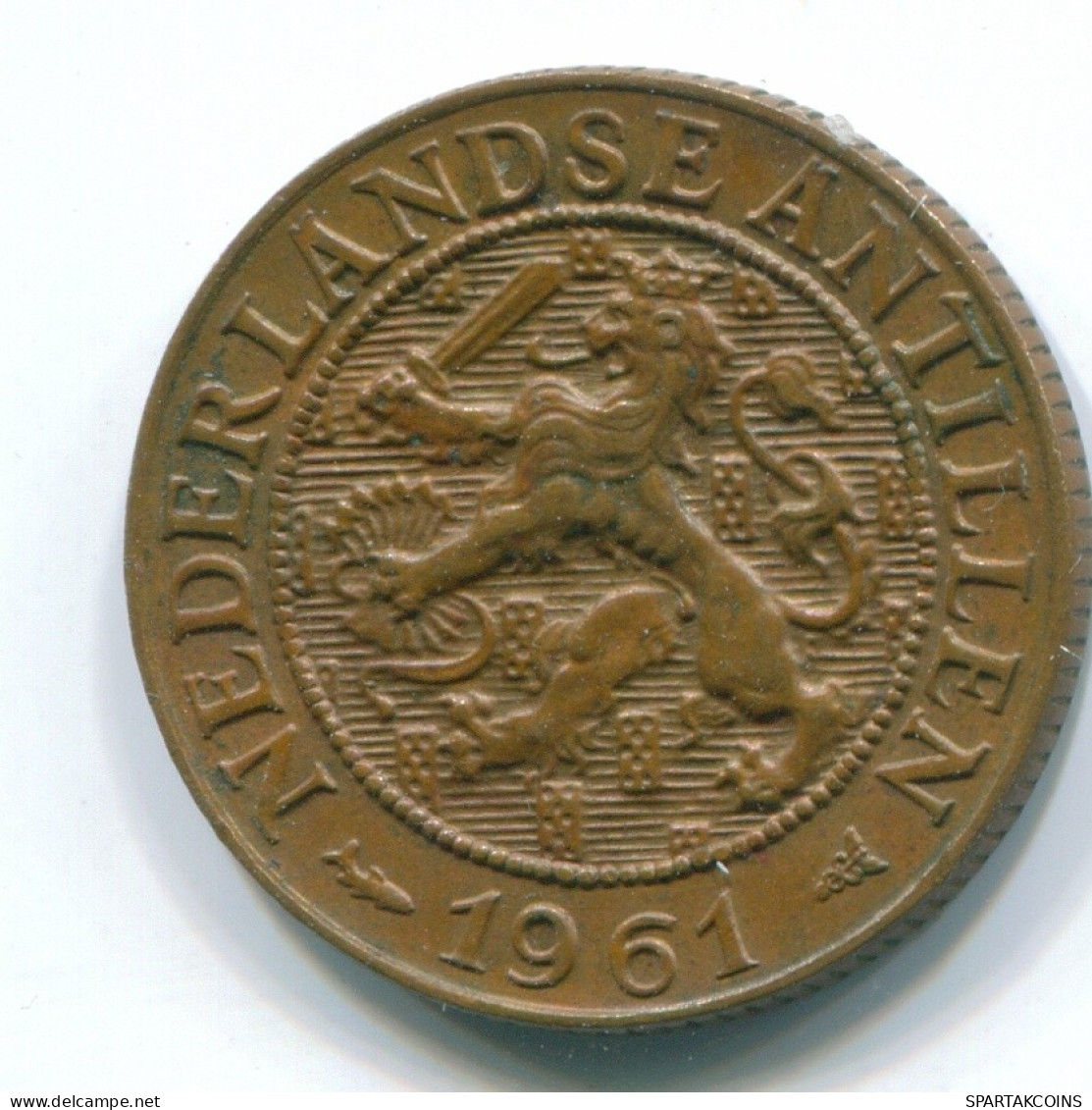 1 CENT 1961 ANTILLAS NEERLANDESAS Bronze Fish Colonial Moneda #S11065.E.A - Antilles Néerlandaises