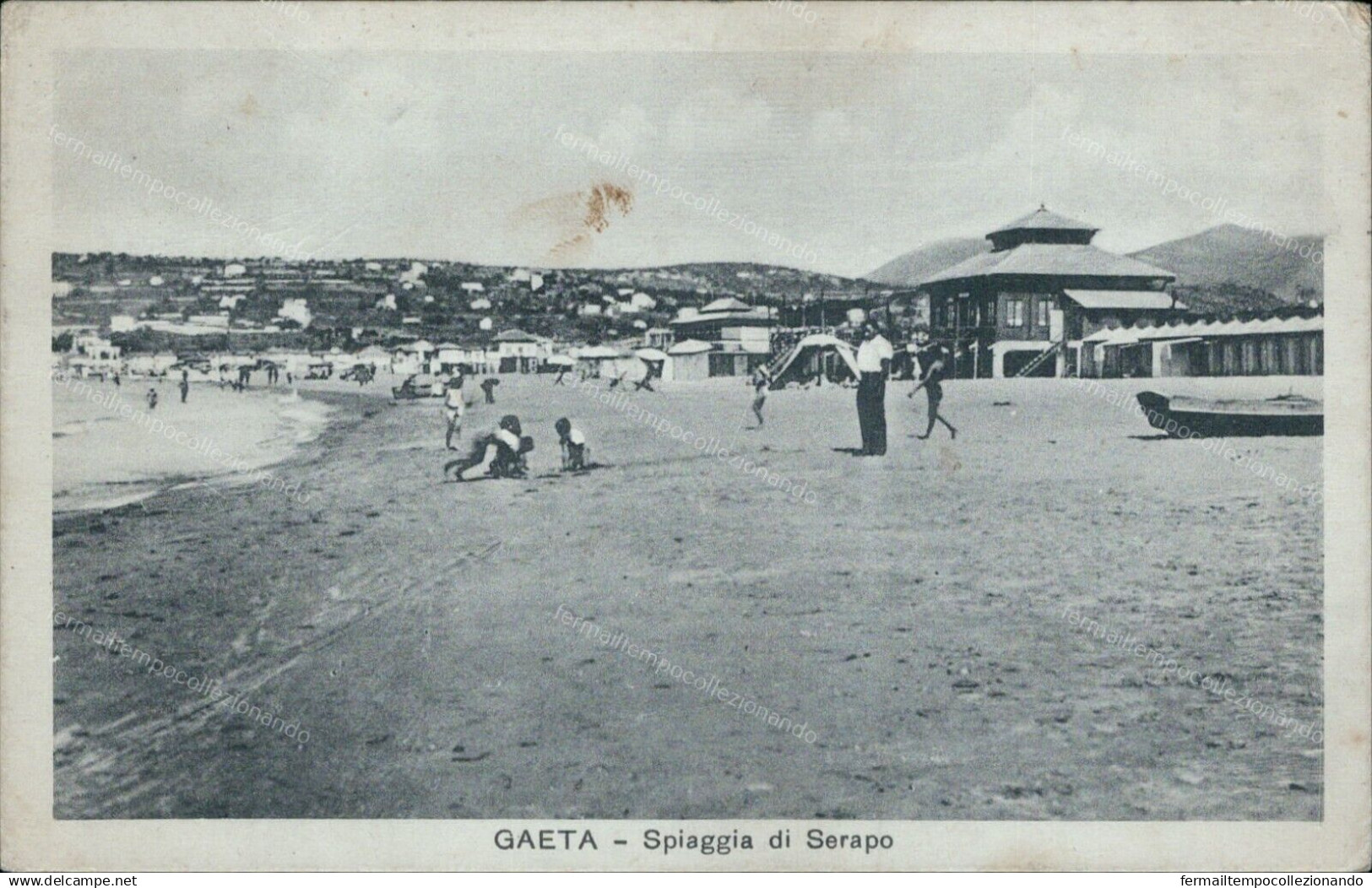 Z709 Cartolina Gaeta Spiaggia Di Serapo Provincia Di Latina Lazio 1935 - Latina