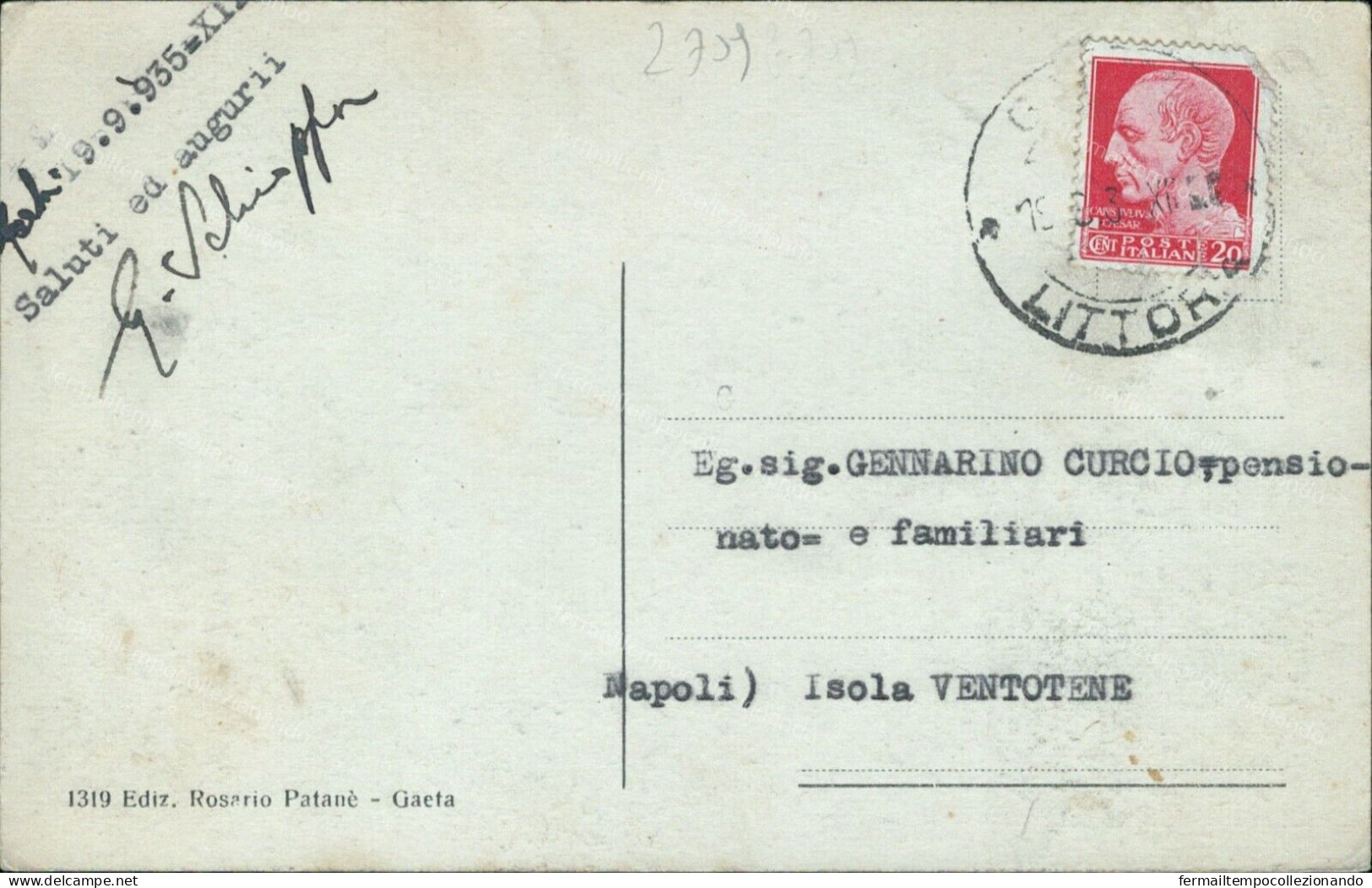 Z709 Cartolina Gaeta Spiaggia Di Serapo Provincia Di Latina Lazio 1935 - Latina