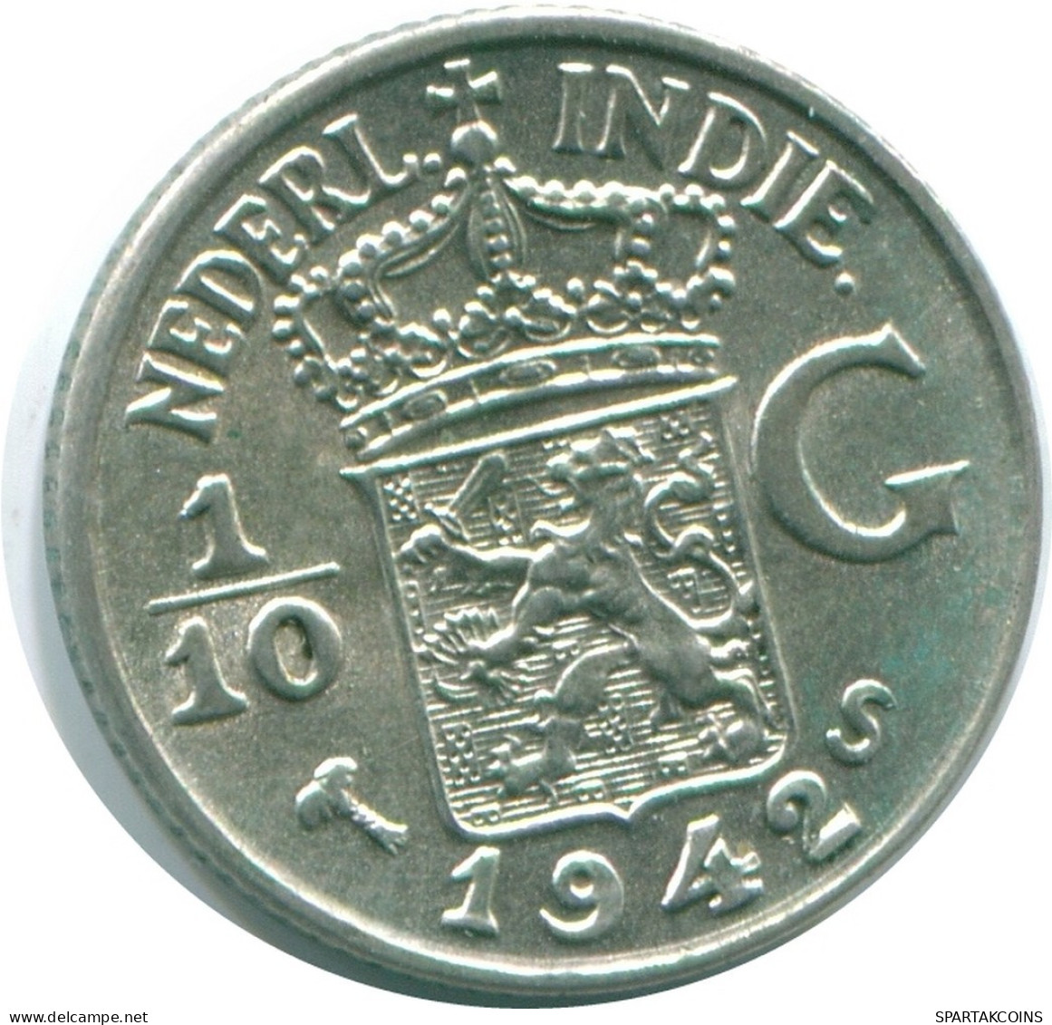 1/10 GULDEN 1942 NIEDERLANDE OSTINDIEN SILBER Koloniale Münze #NL13887.3.D.A - Indes Néerlandaises