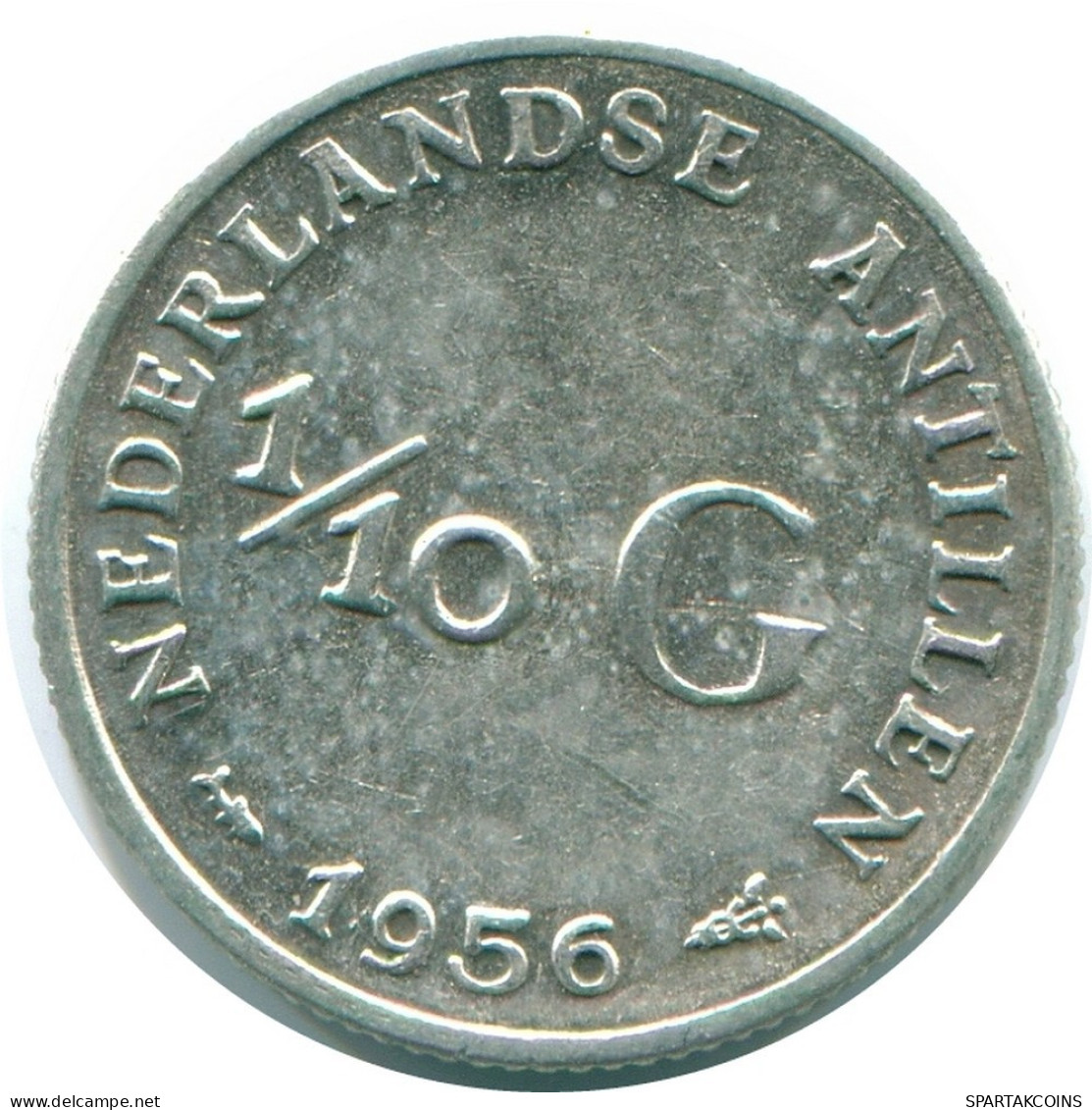 1/10 GULDEN 1956 ANTILLES NÉERLANDAISES ARGENT Colonial Pièce #NL12082.3.F.A - Antilles Néerlandaises