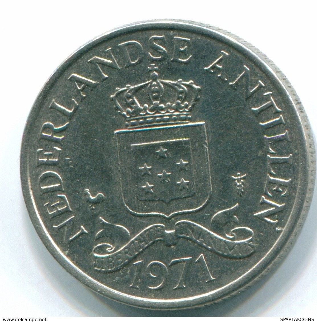 25 CENTS 1971 ANTILLES NÉERLANDAISES Nickel Colonial Pièce #S11502.F.A - Antilles Néerlandaises