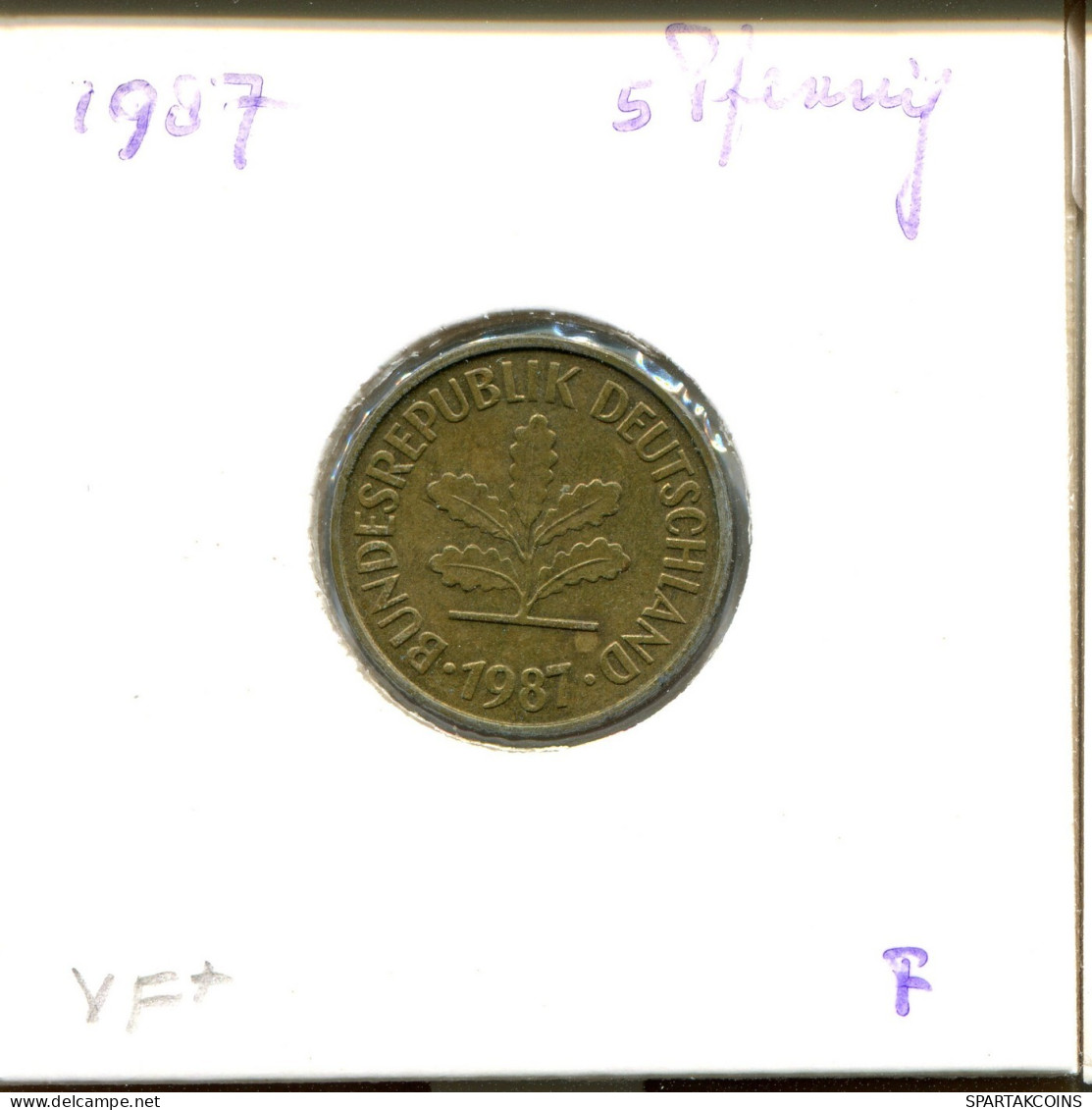 5 PFENNIG 1987 F WEST & UNIFIED GERMANY Coin #DA993.U.A - 5 Pfennig