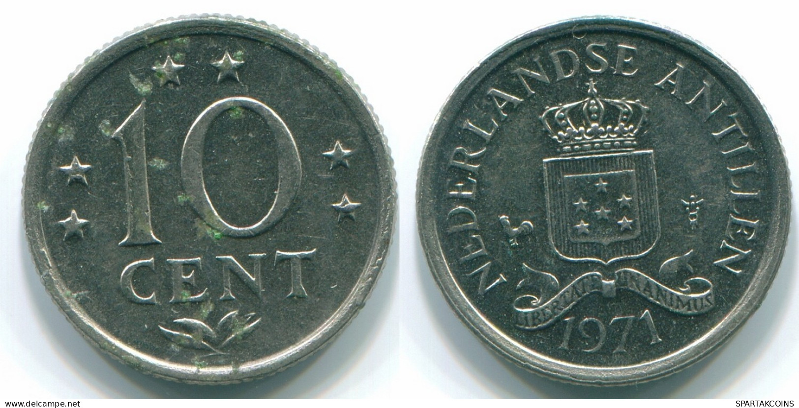 10 CENTS 1971 NIEDERLÄNDISCHE ANTILLEN Nickel Koloniale Münze #S13408.D.A - Niederländische Antillen