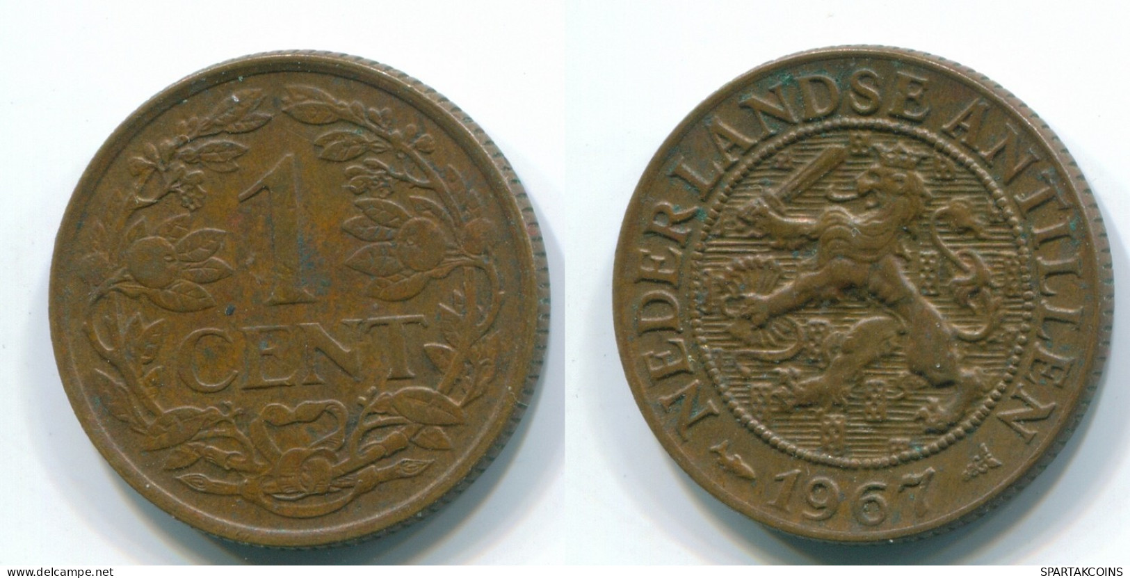 1 CENT 1967 ANTILLAS NEERLANDESAS Bronze Fish Colonial Moneda #S11149.E.A - Antilles Néerlandaises