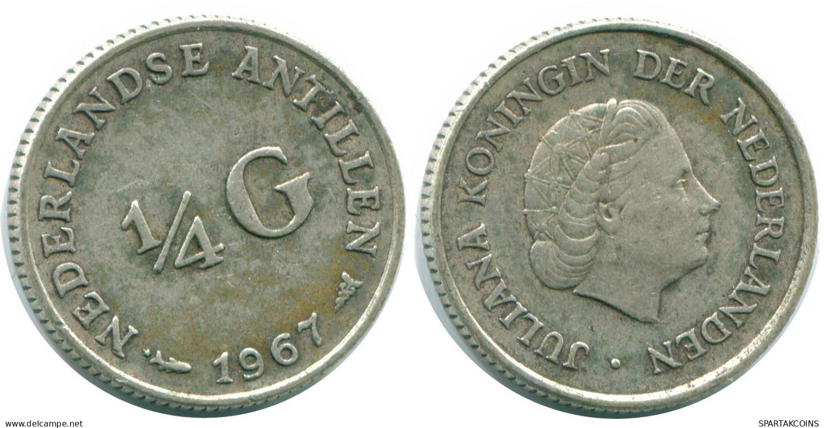 1/4 GULDEN 1967 NETHERLANDS ANTILLES SILVER Colonial Coin #NL11577.4.U.A - Niederländische Antillen