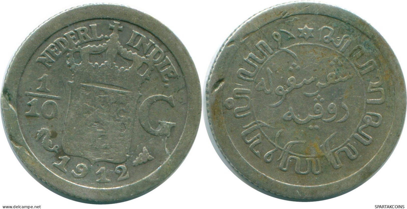 1/10 GULDEN 1912 NIEDERLANDE OSTINDIEN SILBER Koloniale Münze #NL13260.3.D.A - Niederländisch-Indien