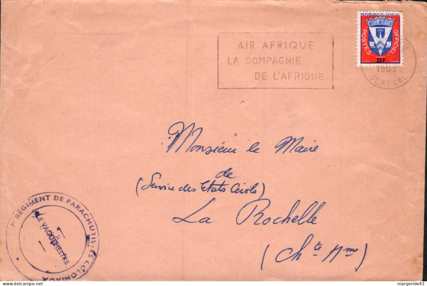 SENEGAL SEUL SUR  LETTRE POUR LA FRANCE 1963 - Senegal (1960-...)