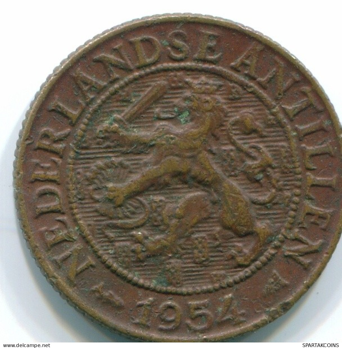 1 CENT 1954 ANTILLAS NEERLANDESAS Bronze Fish Colonial Moneda #S11016.E.A - Antilles Néerlandaises