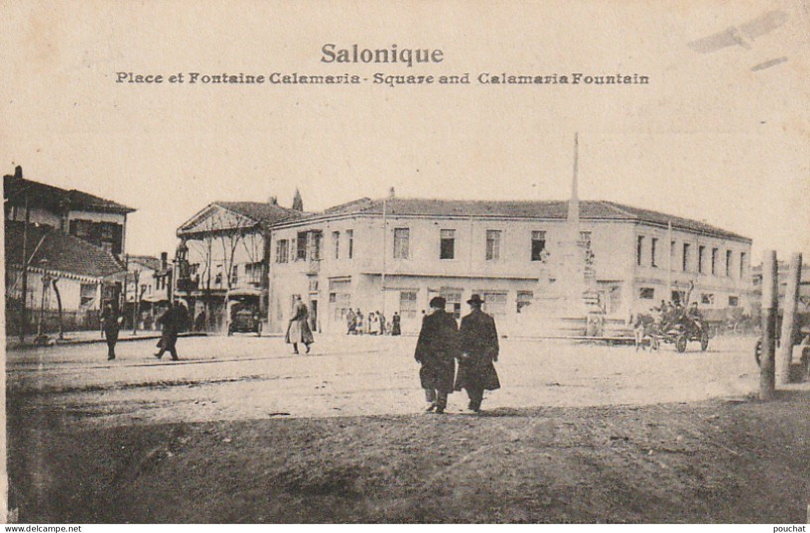 NE 14-  SALONIQUE - PLACE ET FONTAINE CALAMARIN - ATTELAGE - ANIMATION - 2 SCANS  - Griechenland