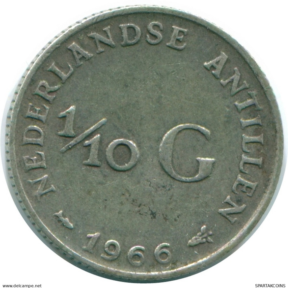 1/10 GULDEN 1966 ANTILLES NÉERLANDAISES ARGENT Colonial Pièce #NL12834.3.F.A - Antilles Néerlandaises