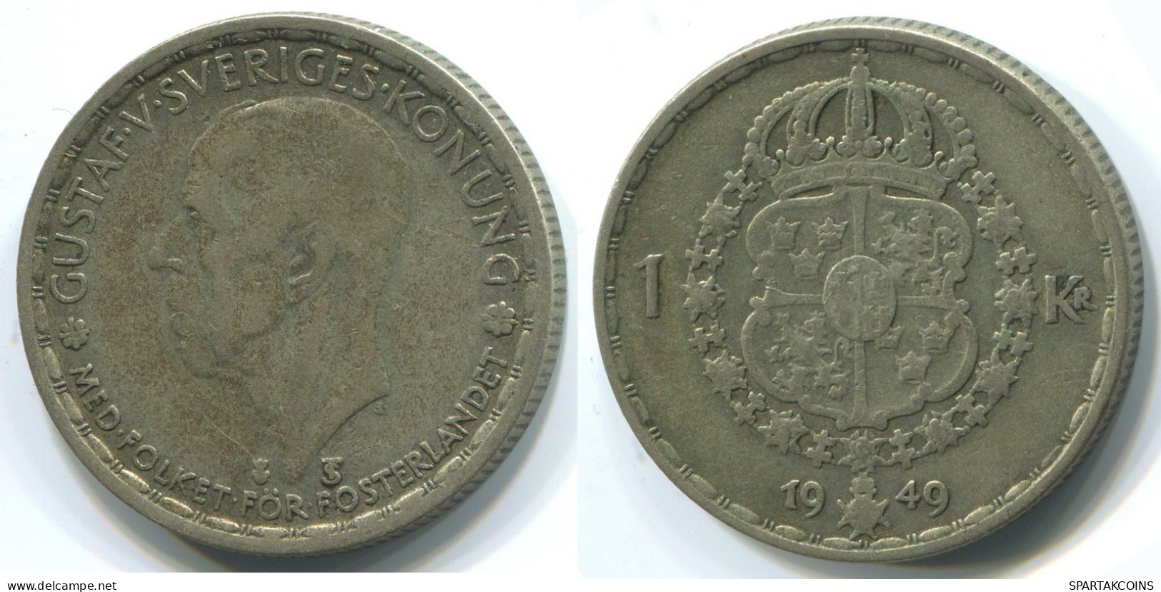 1 KRONA 1949 SCHWEDEN SWEDEN SILBER Münze #WW1078.D.A - Suède