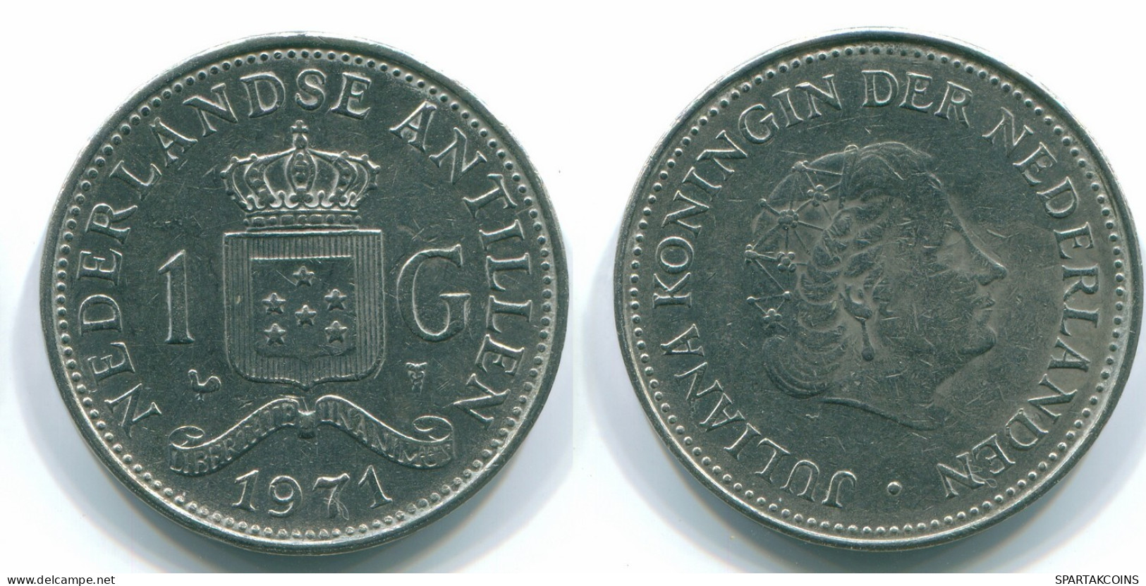 1 GULDEN 1971 NIEDERLÄNDISCHE ANTILLEN Nickel Koloniale Münze #S11948.D.A - Niederländische Antillen