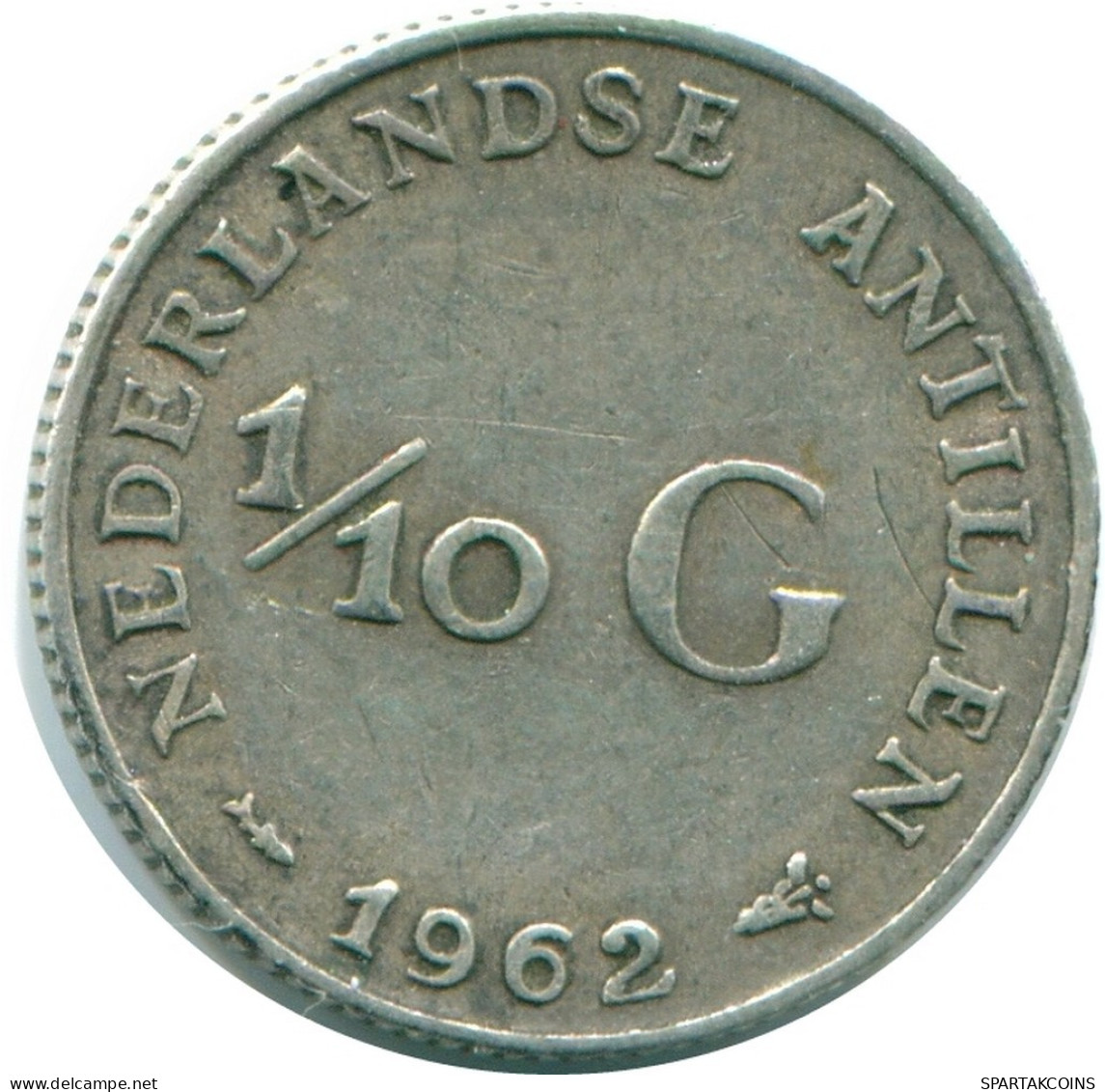 1/10 GULDEN 1962 ANTILLES NÉERLANDAISES ARGENT Colonial Pièce #NL12392.3.F.A - Antilles Néerlandaises