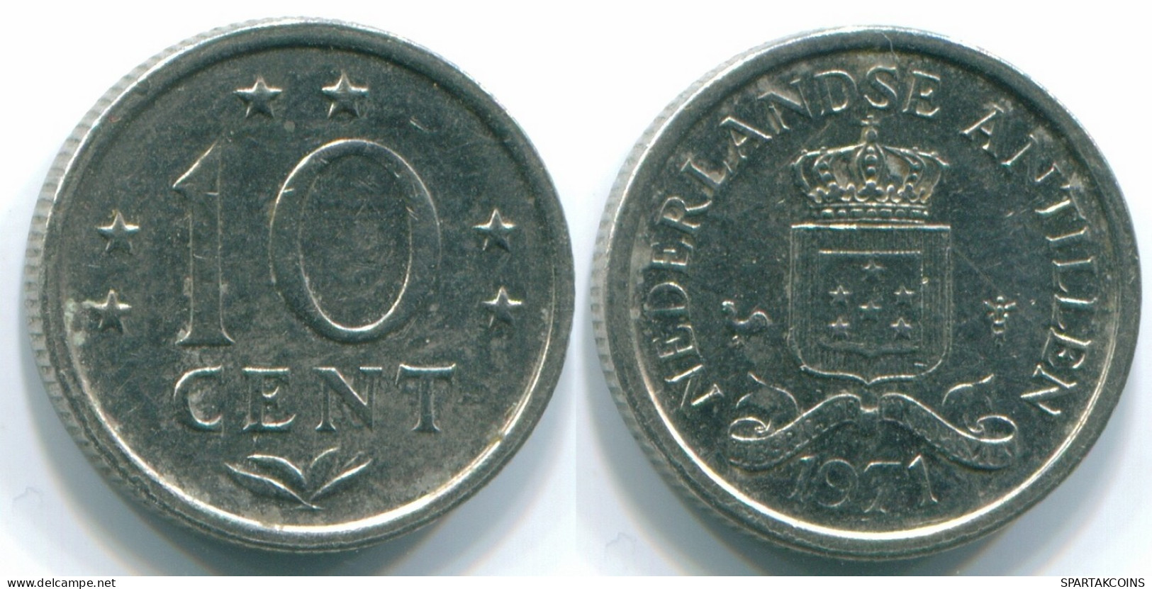 10 CENTS 1971 ANTILLAS NEERLANDESAS Nickel Colonial Moneda #S13442.E.A - Niederländische Antillen
