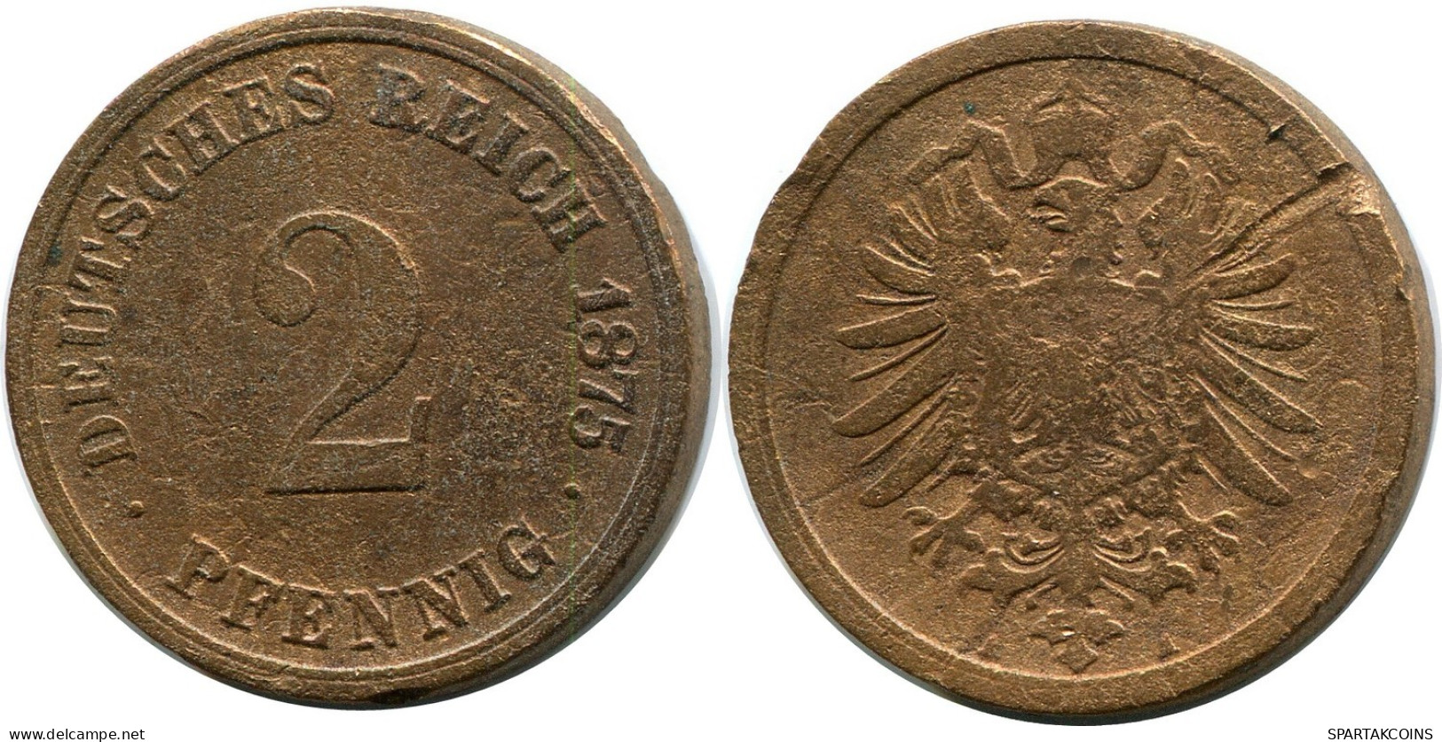 2 PFENNIG 1875 A GERMANY Coin #DB826.U.A - 2 Pfennig