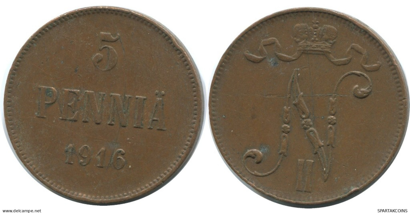 5 PENNIA 1916 FINLAND Coin RUSSIA EMPIRE #AB144.5.U.A - Finlandia
