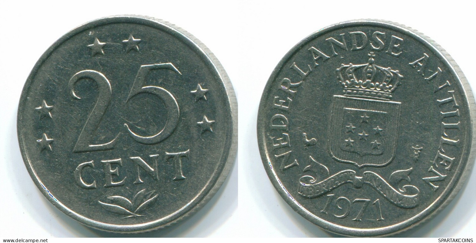25 CENTS 1971 NIEDERLÄNDISCHE ANTILLEN Nickel Koloniale Münze #S11573.D.A - Antilles Néerlandaises
