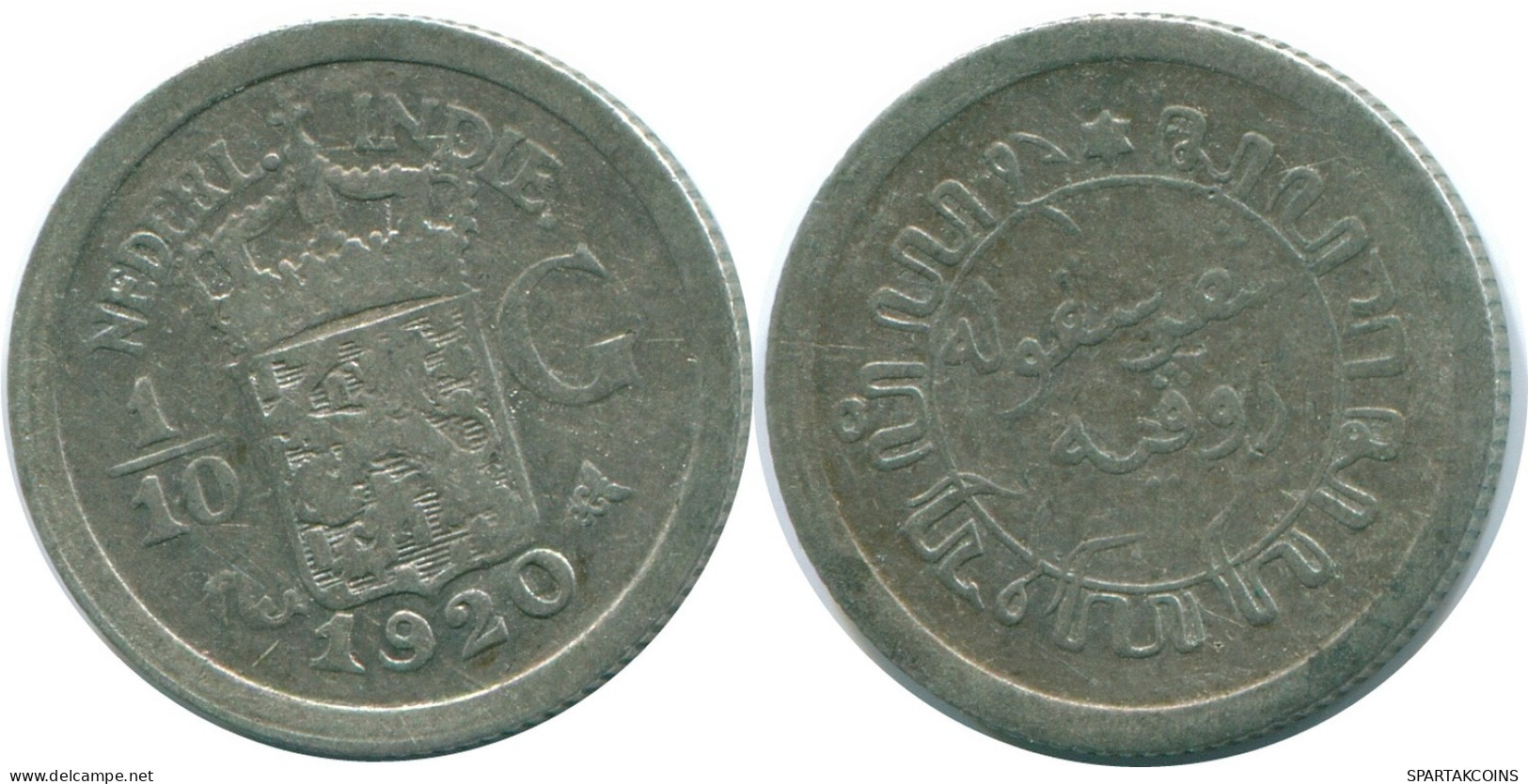 1/10 GULDEN 1920 NIEDERLANDE OSTINDIEN SILBER Koloniale Münze #NL13383.3.D.A - Niederländisch-Indien