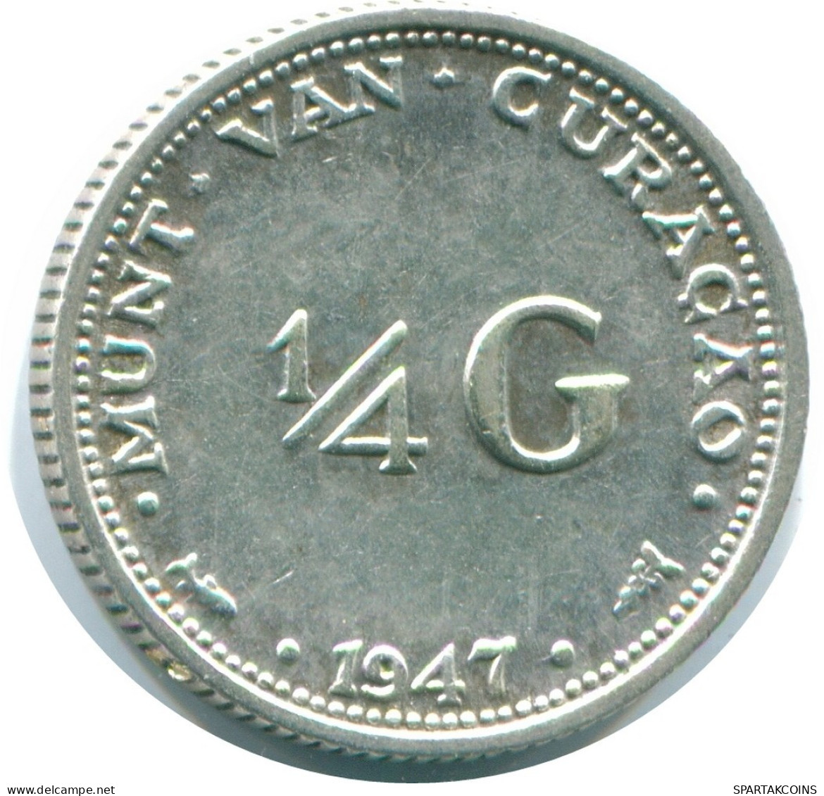 1/4 GULDEN 1947 CURACAO Netherlands SILVER Colonial Coin #NL10766.4.U.A - Curacao