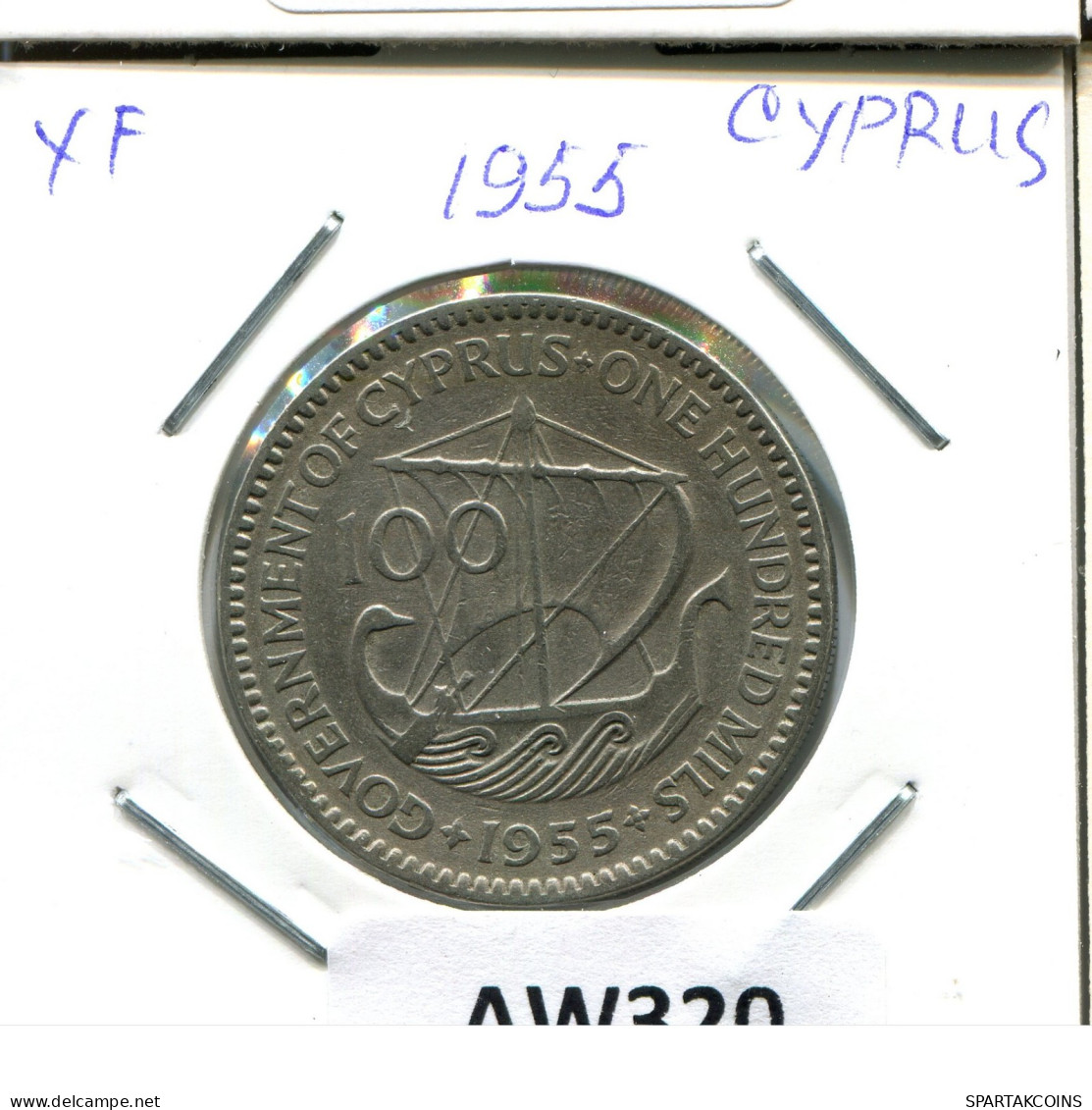 100 CENTS 1955 CHYPRE CYPRUS Pièce #AW320.F.A - Chipre