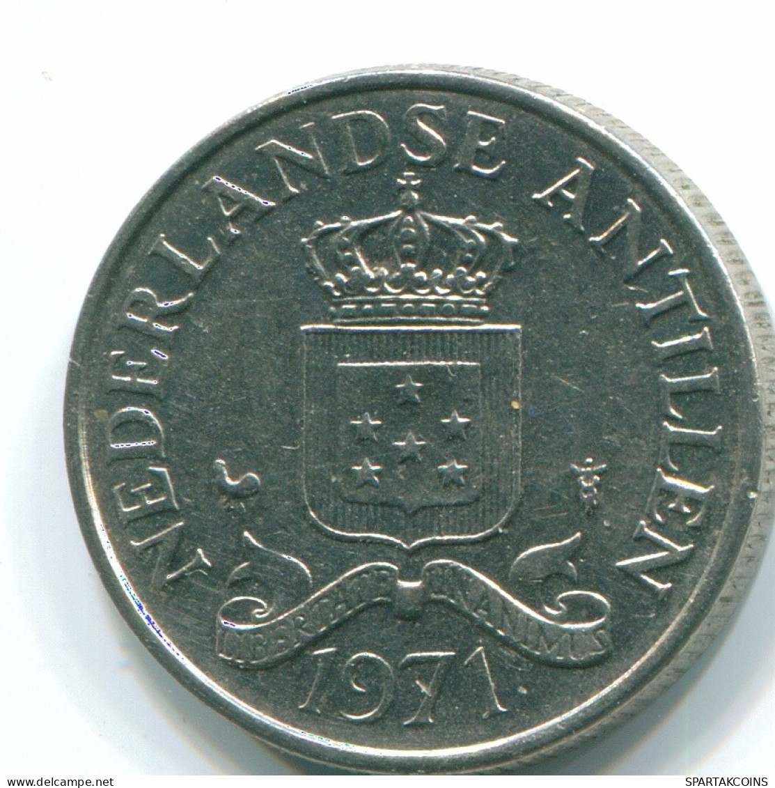 25 CENTS 1971 ANTILLES NÉERLANDAISES Nickel Colonial Pièce #S11485.F.A - Antilles Néerlandaises