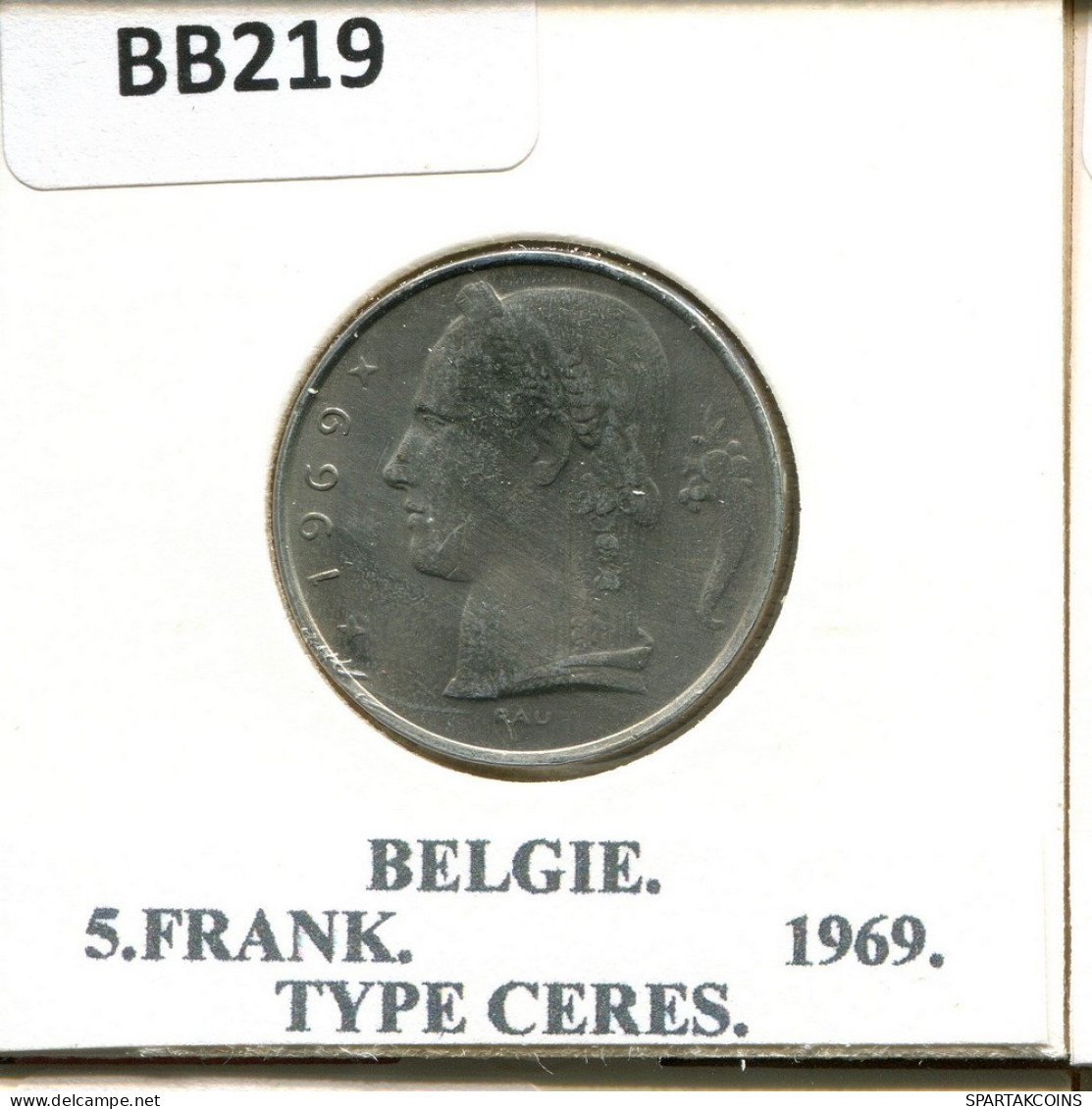 5 FRANCS 1969 DUTCH Text BELGIQUE BELGIUM Pièce #BB219.F.A - 5 Francs