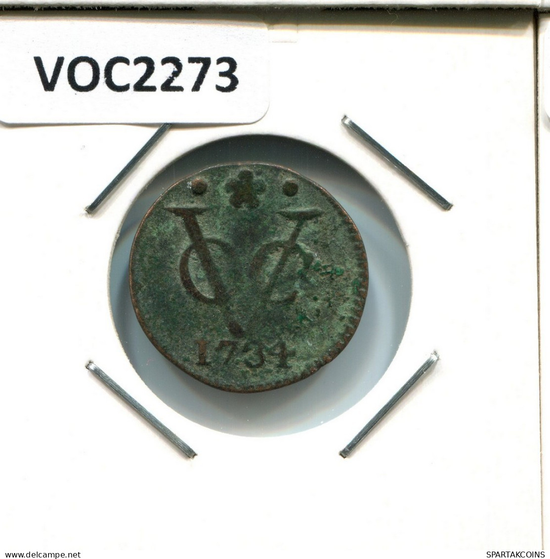 1734 HOLLAND VOC DUIT NIEDERLANDE OSTINDIEN NY COLONIAL PENNY #VOC2273.7.D.A - Indes Néerlandaises