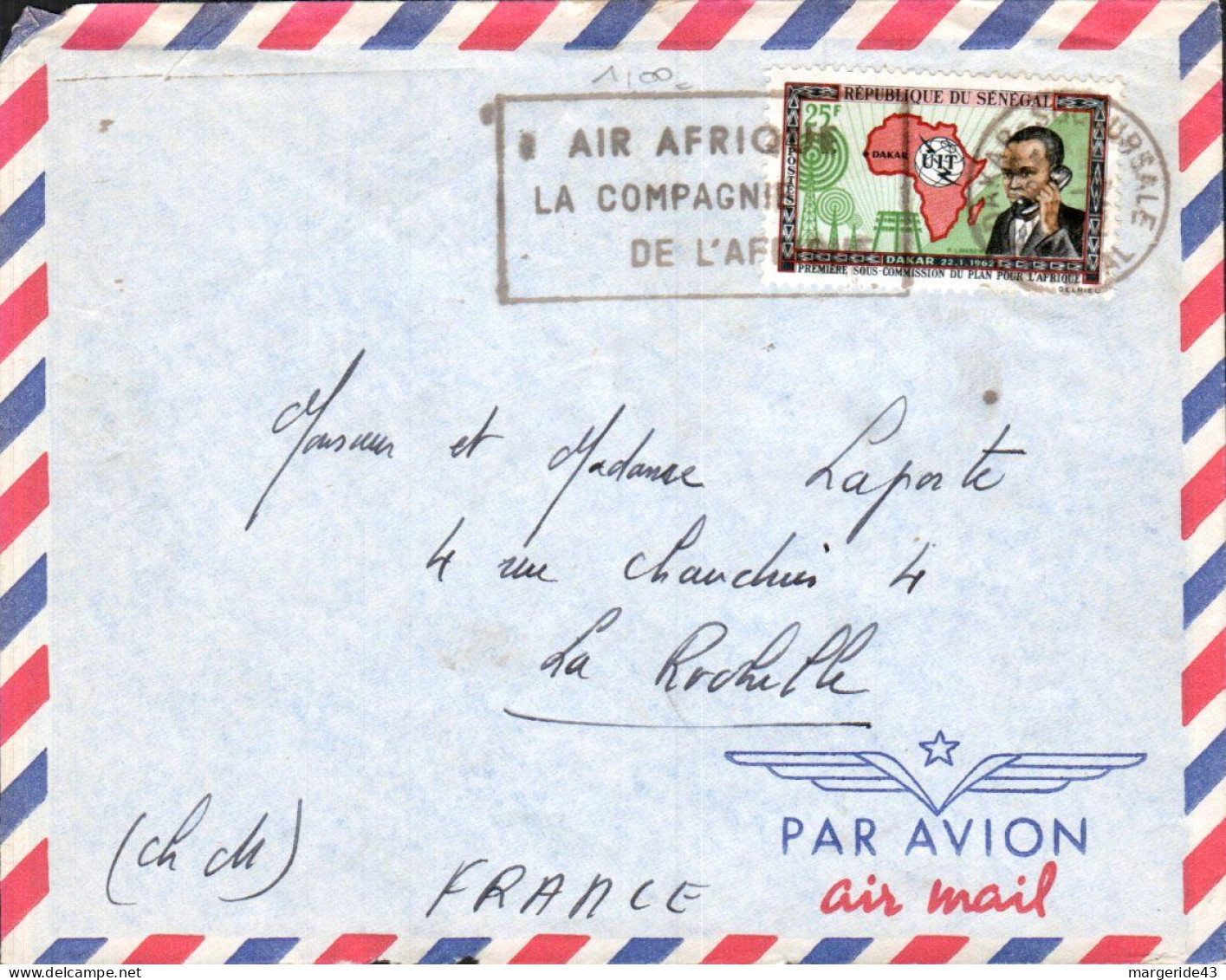 SENEGAL SEUL SUR  LETTRE POUR LA FRANCE 1962 - Senegal (1960-...)