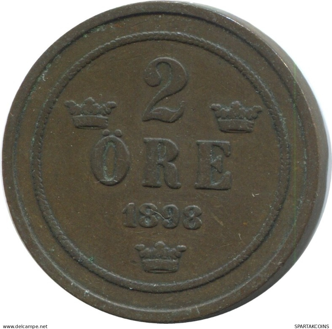 2 ORE 1898 SWEDEN Coin #AD005.2.U.A - Suède