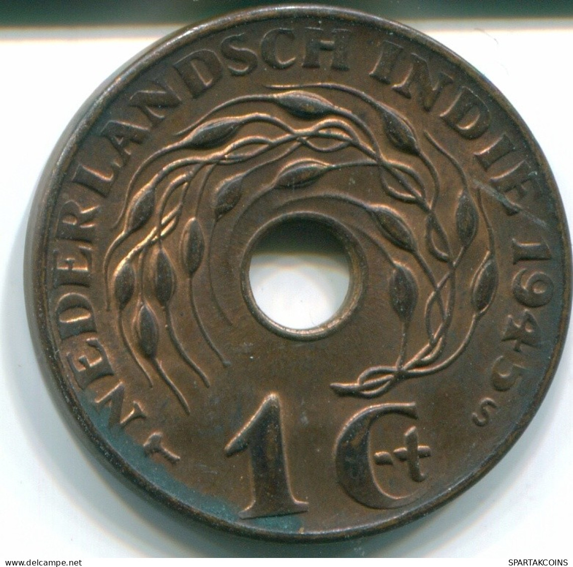 1 CENT 1945 S INDES ORIENTALES NÉERLANDAISES INDONÉSIE Bronze Colonial Pièce #S10408.F.A - Niederländisch-Indien