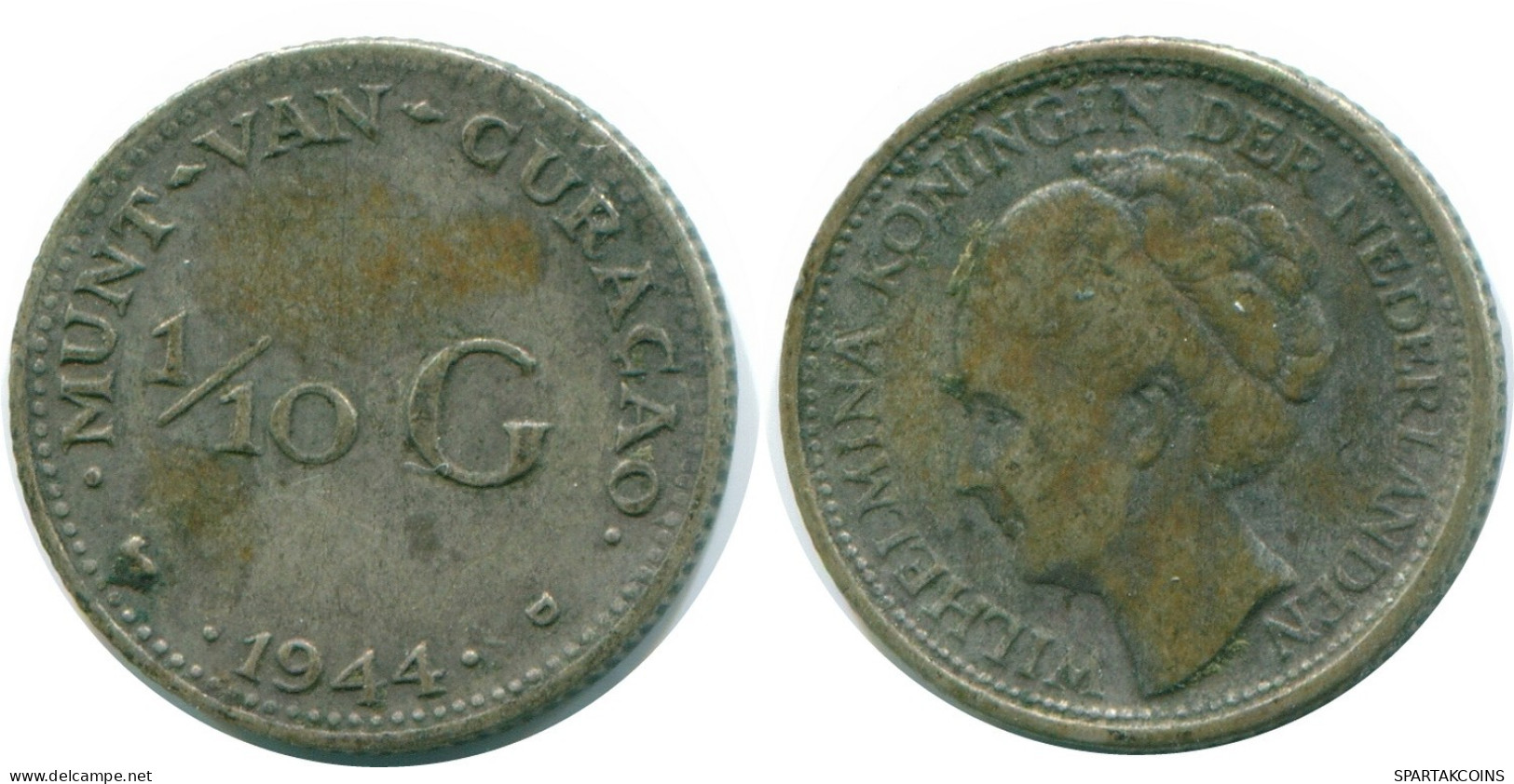 1/10 GULDEN 1944 CURACAO NIEDERLANDE SILBER Koloniale Münze #NL11762.3.D.A - Curaçao