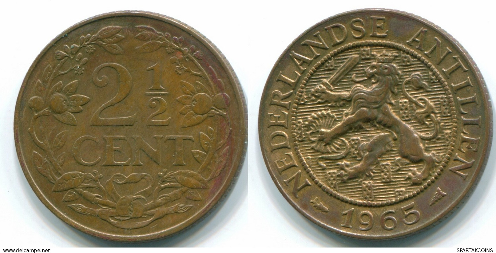 2 1/2 CENT 1965 CURACAO Netherlands Bronze Colonial Coin #S10219.U.A - Curaçao
