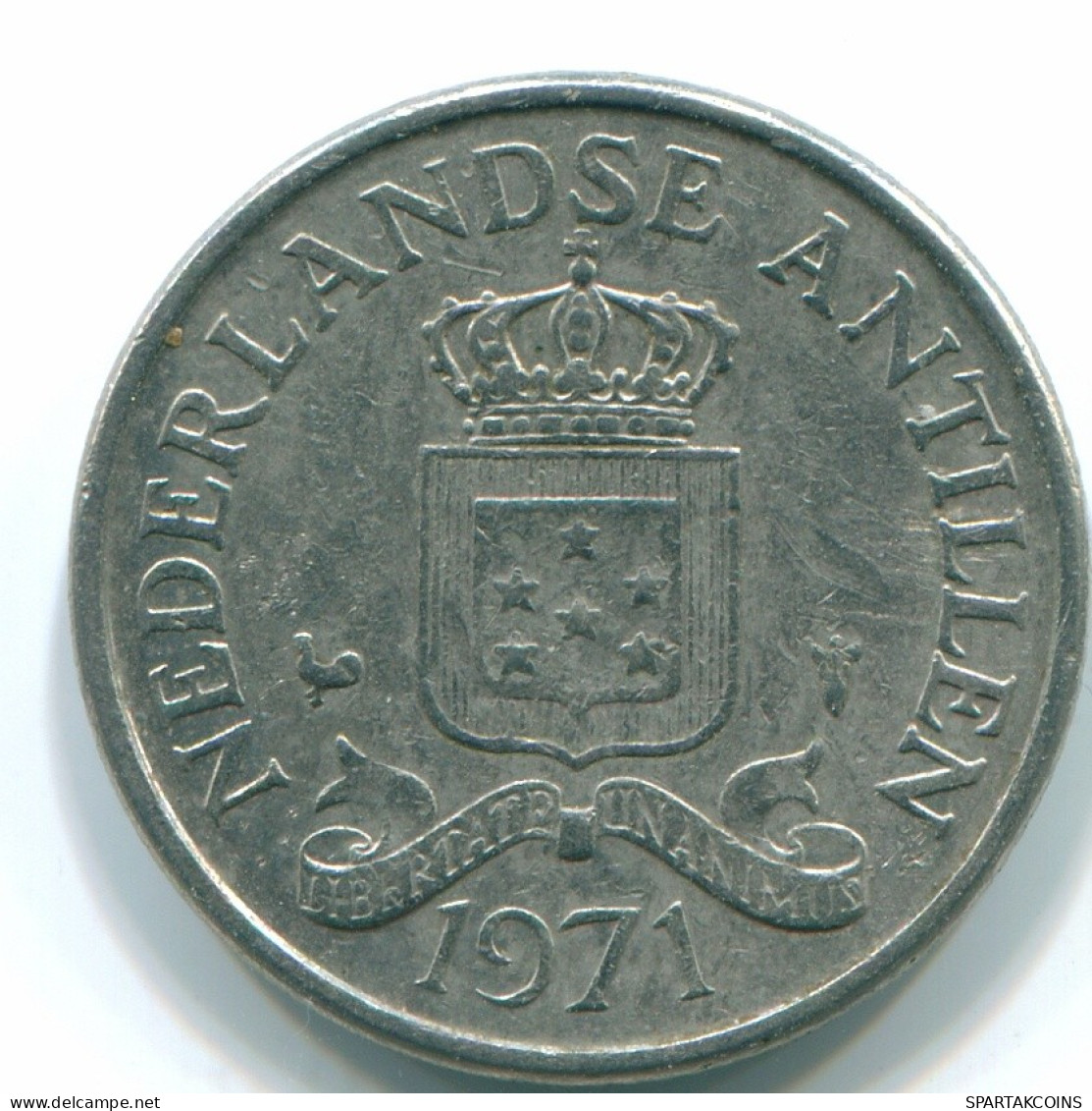 25 CENTS 1971 ANTILLAS NEERLANDESAS Nickel Colonial Moneda #S11526.E.A - Antilles Néerlandaises
