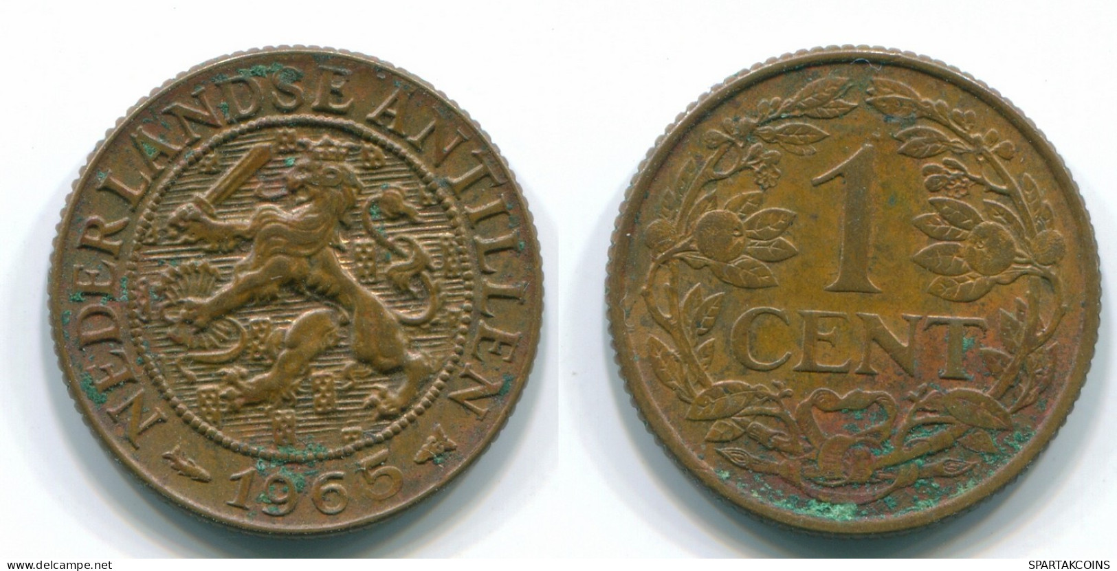 1 CENT 1965 NETHERLANDS ANTILLES Bronze Fish Colonial Coin #S11109.U.A - Antilles Néerlandaises