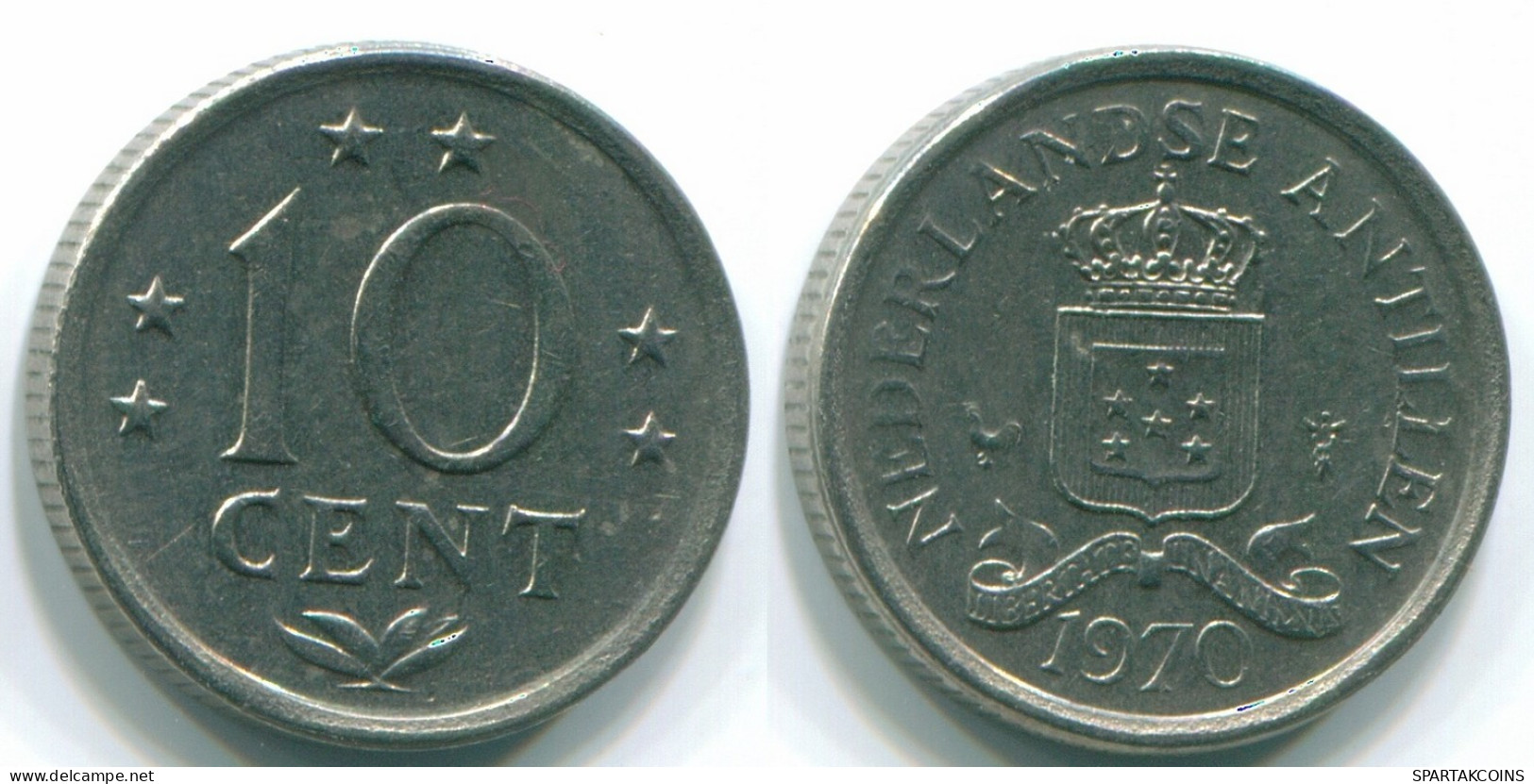 10 CENTS 1970 NETHERLANDS ANTILLES Nickel Colonial Coin #S13345.U.A - Niederländische Antillen