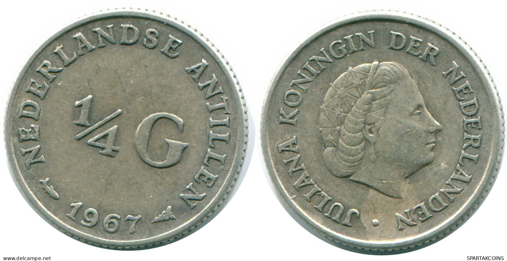 1/4 GULDEN 1967 ANTILLAS NEERLANDESAS PLATA Colonial Moneda #NL11542.4.E.A - Netherlands Antilles