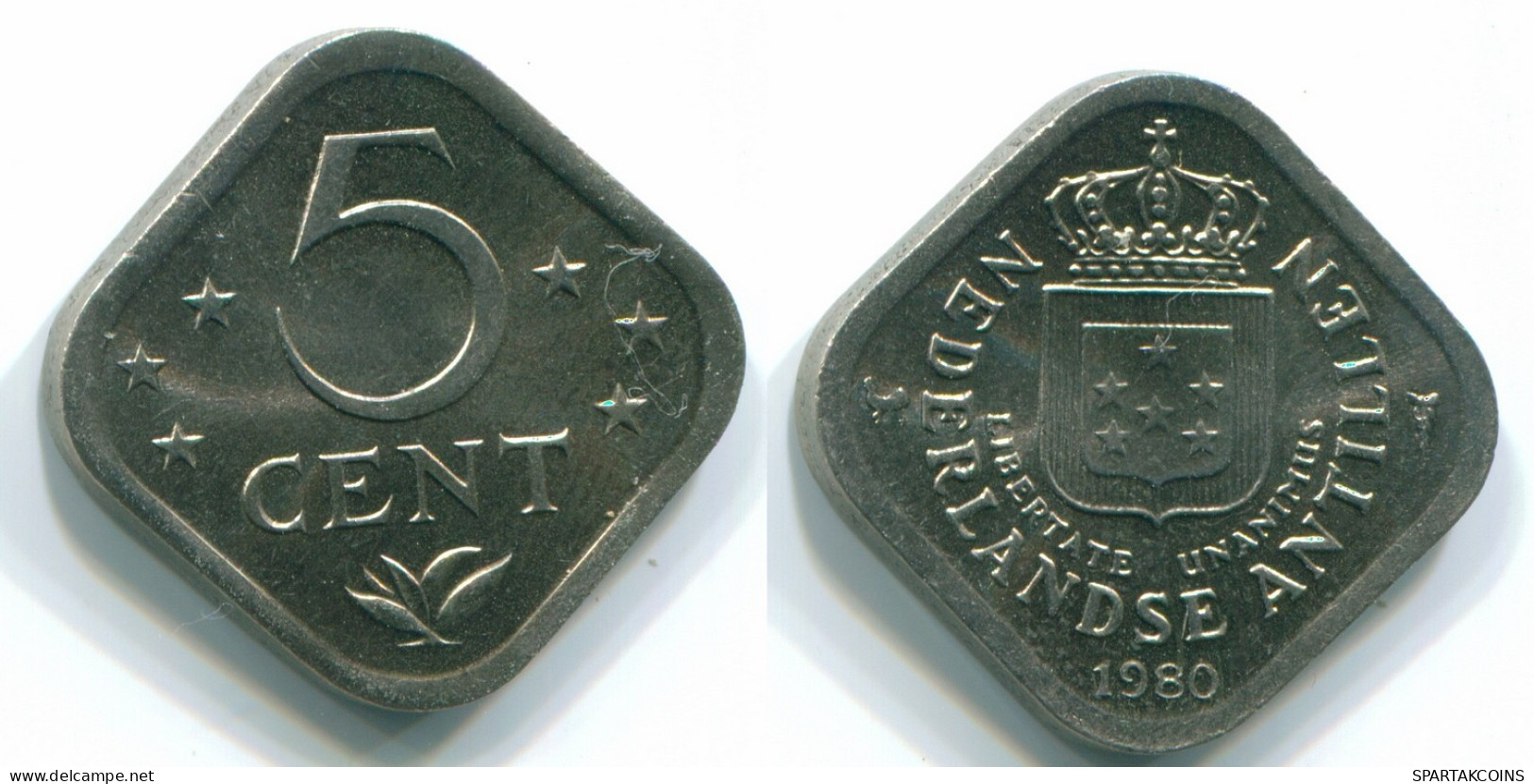 5 CENTS 1980 NETHERLANDS ANTILLES Nickel Colonial Coin #S12320.U.A - Netherlands Antilles