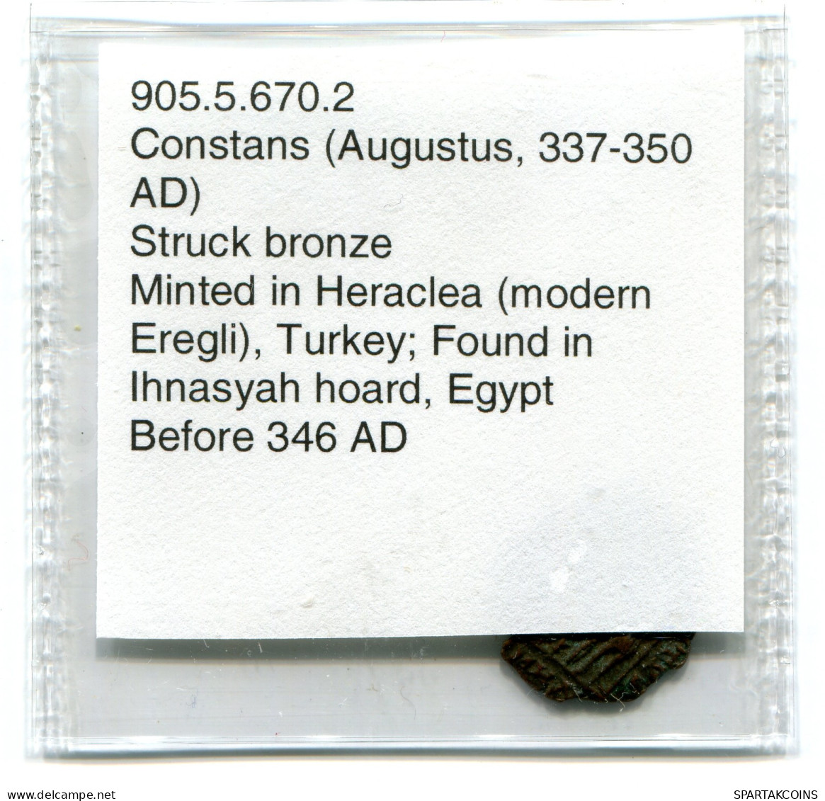 CONSTANS MINTED IN HERACLEA FOUND IN IHNASYAH HOARD EGYPT #ANC11556.14.D.A - Der Christlischen Kaiser (307 / 363)