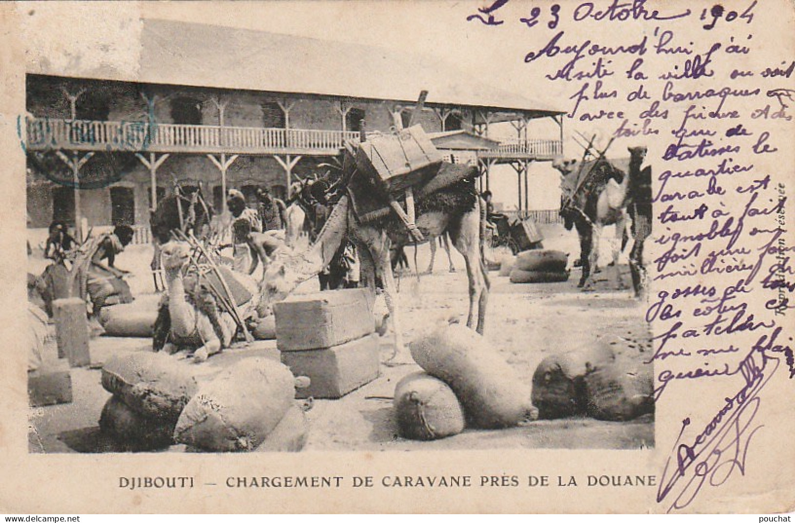 NE 17 - DJIBOUTI - CHARGEMENT DE CARAVANE PRES DE LA DOUANE  - 2 SCANS - Dschibuti