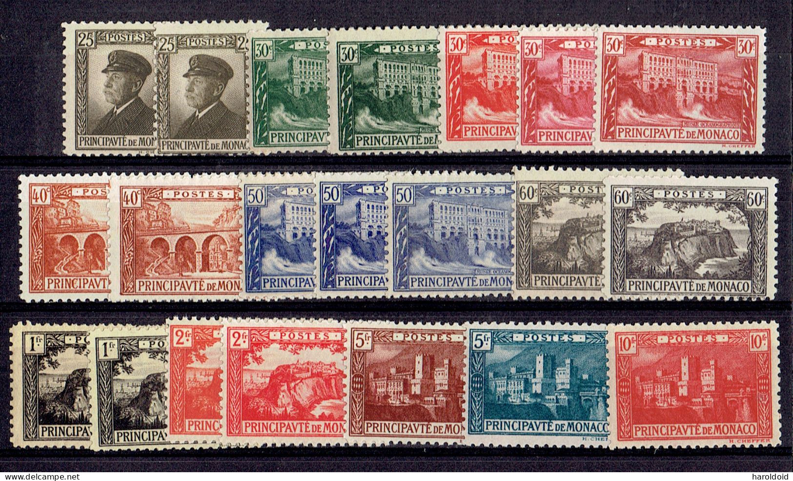 MONACO - N°54/64 - NUANCES COULEURS - QUELQUES TP TTB CENTRAGE - ** MNH TB - Unused Stamps