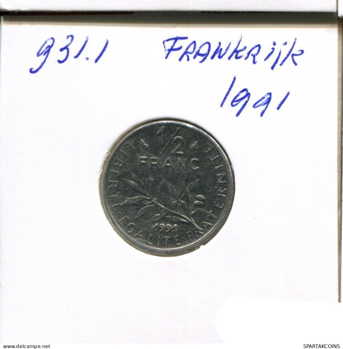 1/2 FRANC 1991 FRANKREICH FRANCE Französisch Münze #AN251.D.A - 1/2 Franc
