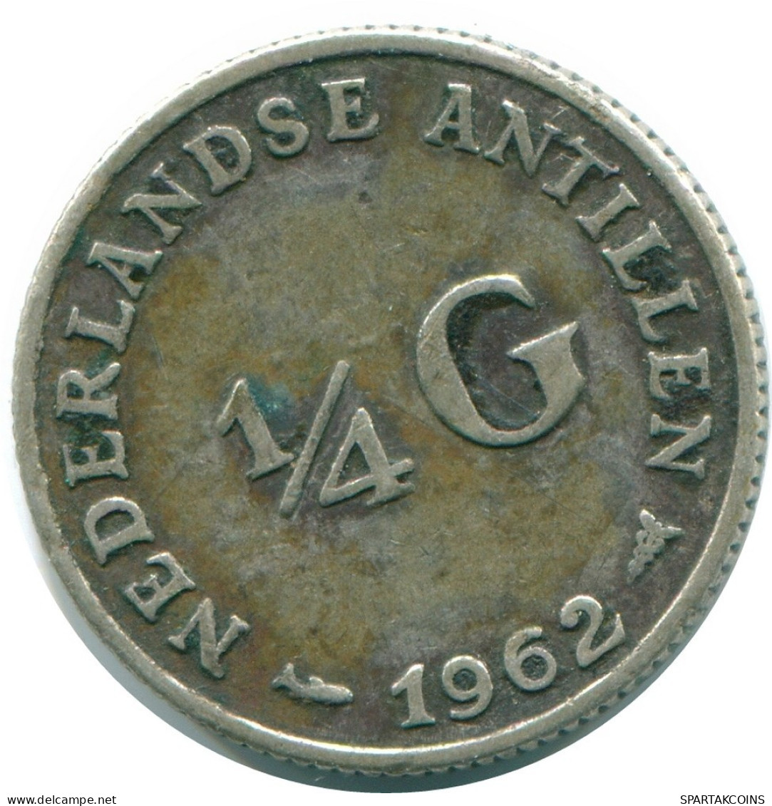 1/4 GULDEN 1962 NIEDERLÄNDISCHE ANTILLEN SILBER Koloniale Münze #NL11160.4.D.A - Niederländische Antillen